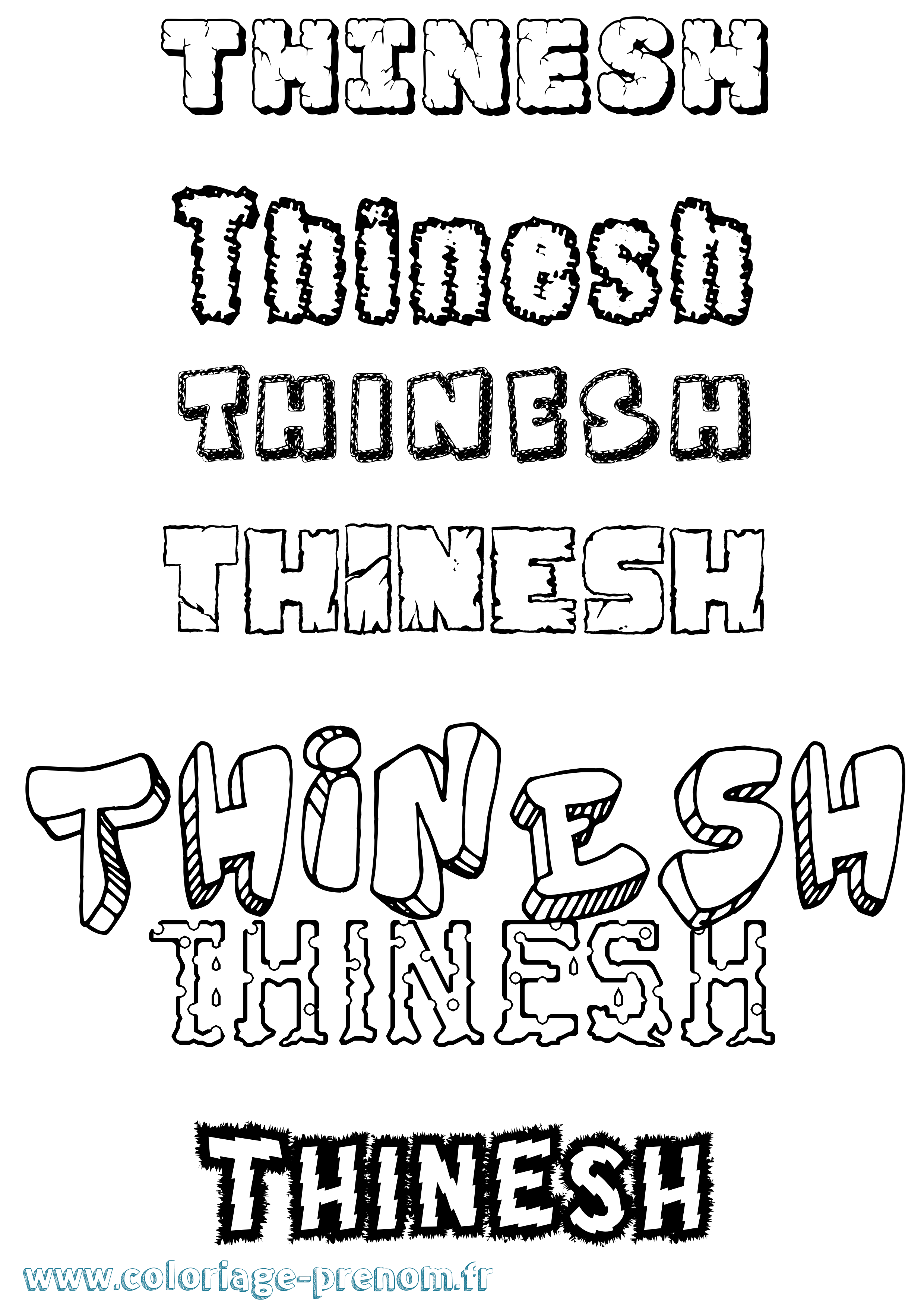 Coloriage Thinesh Destructuré Coloriage prénom Thinesh Destructuré