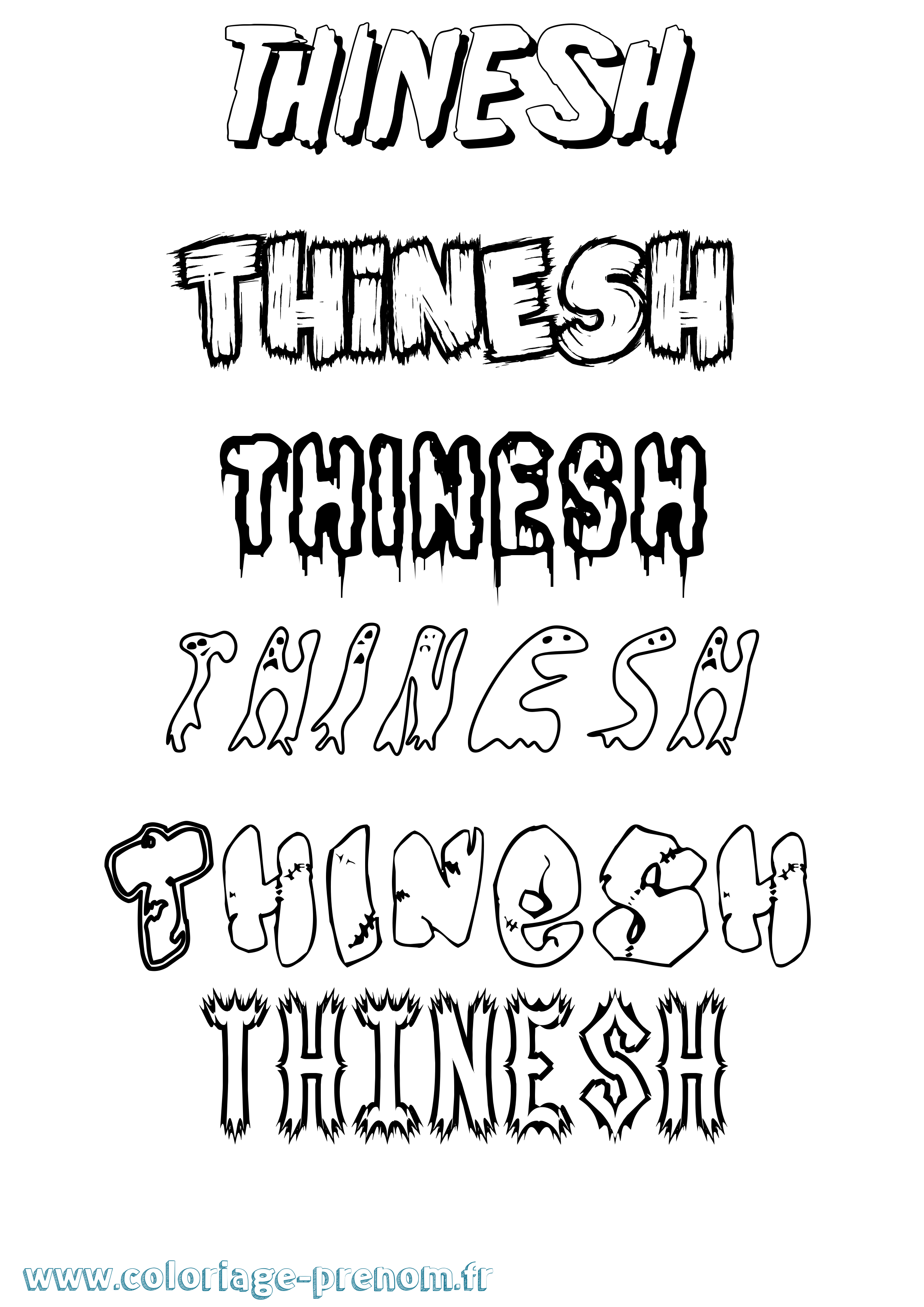 Coloriage Thinesh Frisson Coloriage prénom Thinesh Frisson