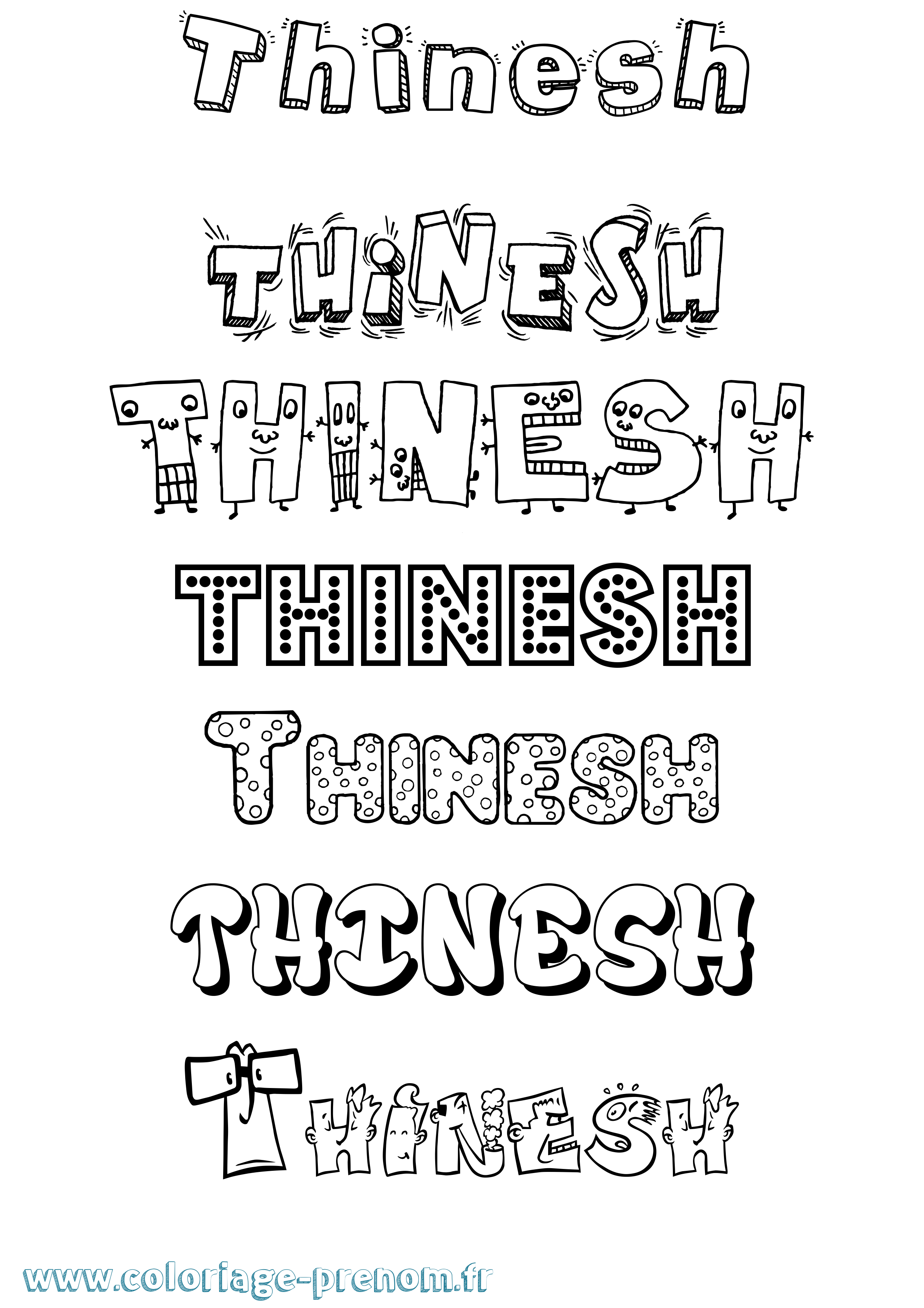 Coloriage Thinesh Fun Coloriage prénom Thinesh Fun