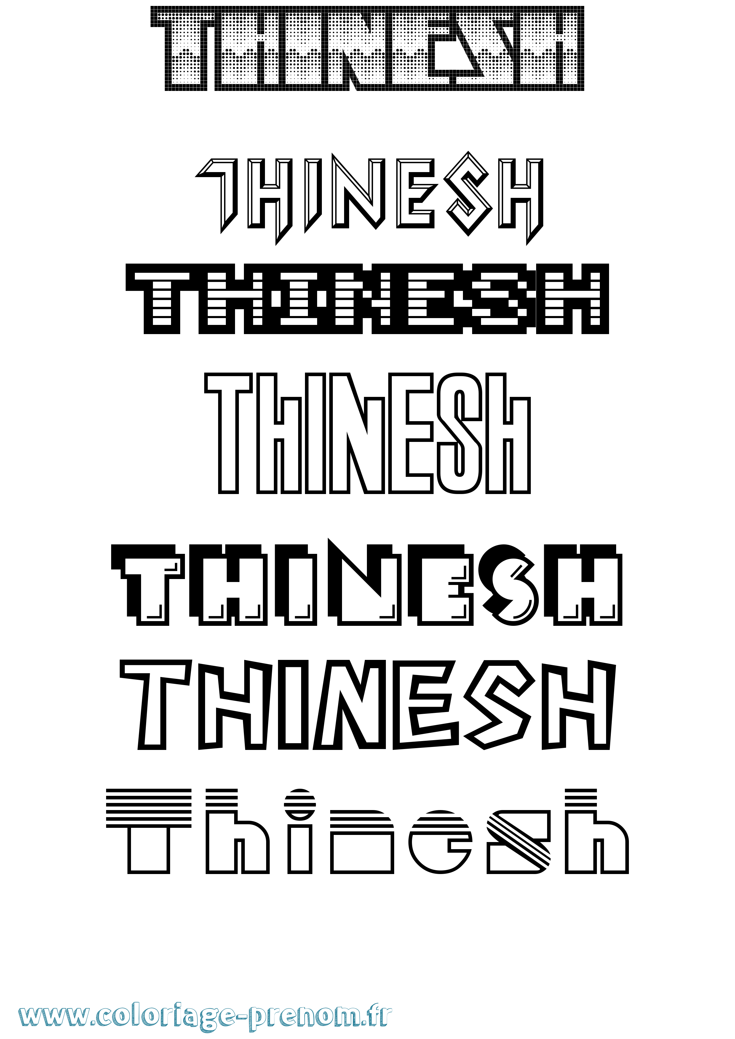 Coloriage Thinesh Jeux Vidéos Coloriage prénom Thinesh Jeux Vidéos
