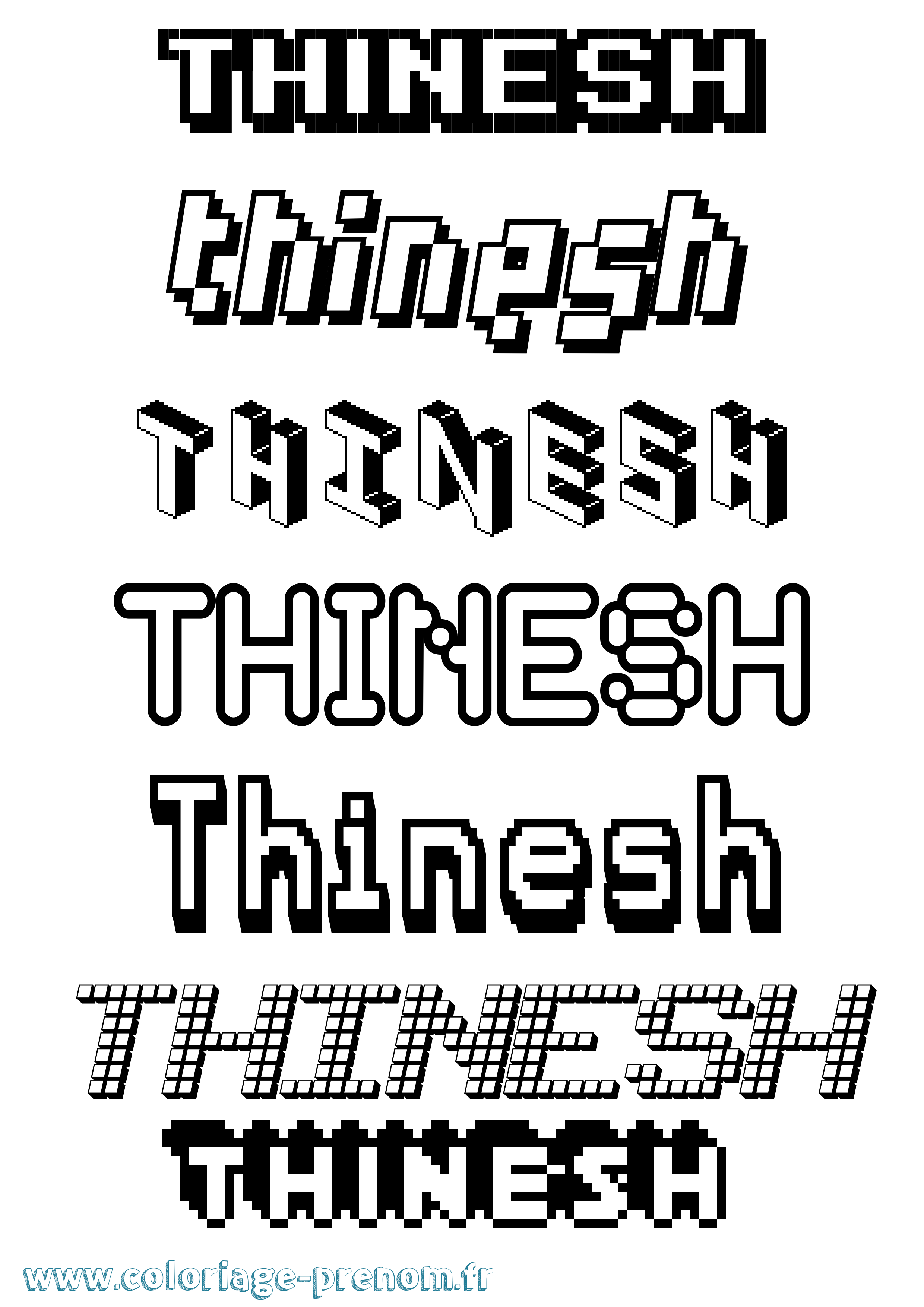 Coloriage Thinesh Pixel Coloriage prénom Thinesh Pixel