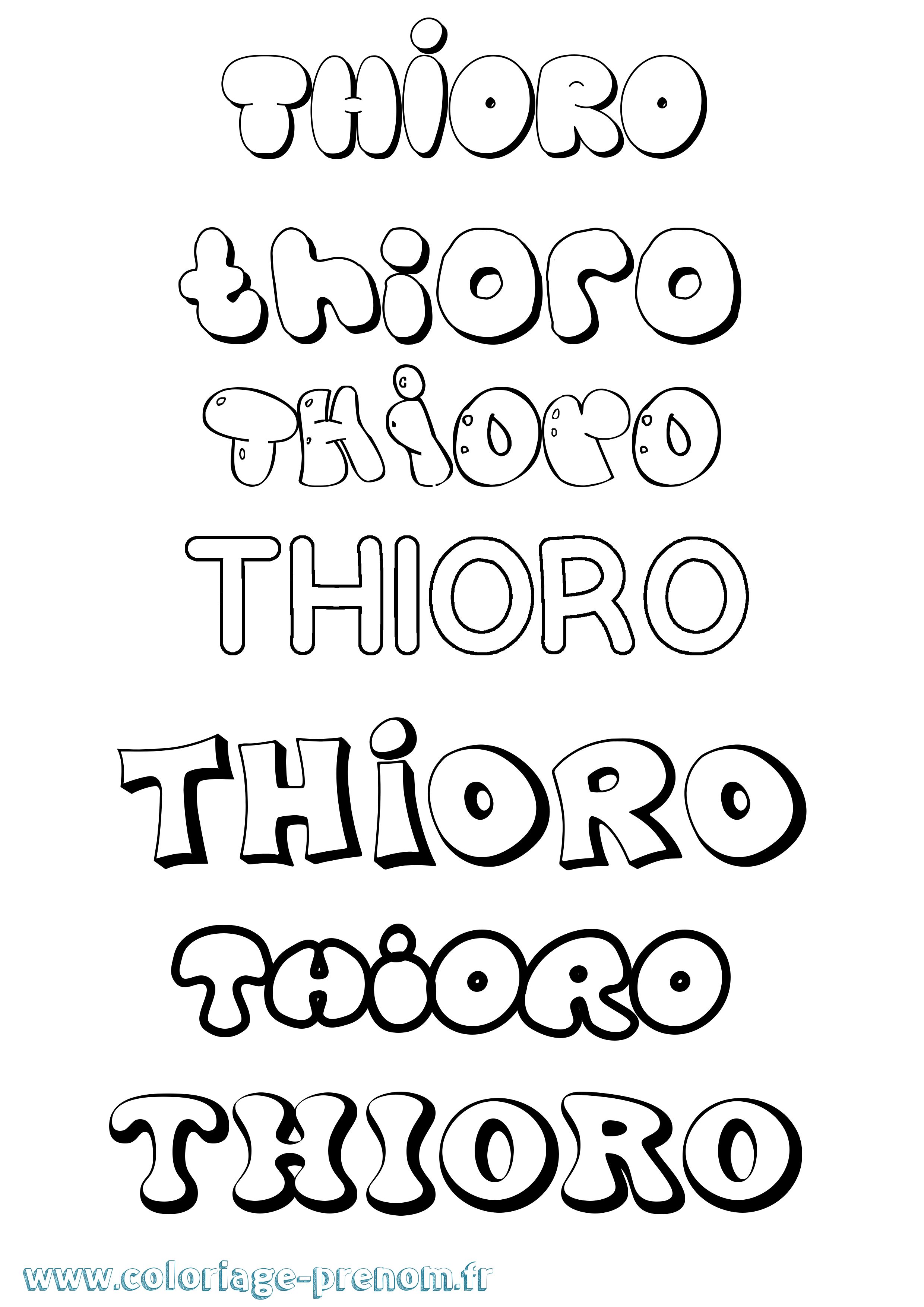 Coloriage Thioro Bubble Coloriage prénom Thioro Bubble