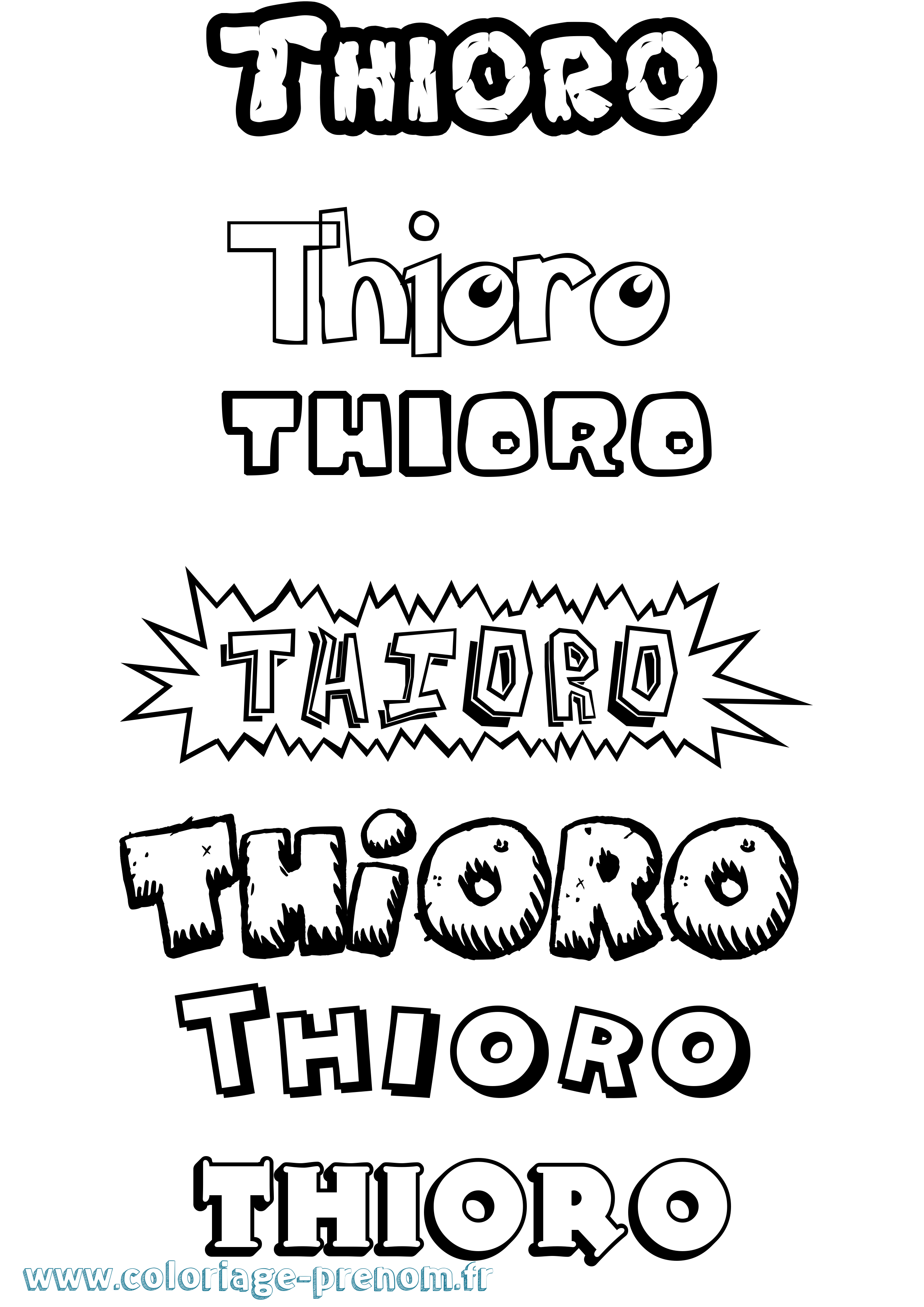Coloriage Thioro Dessin Animé Coloriage prénom Thioro Dessin Animé