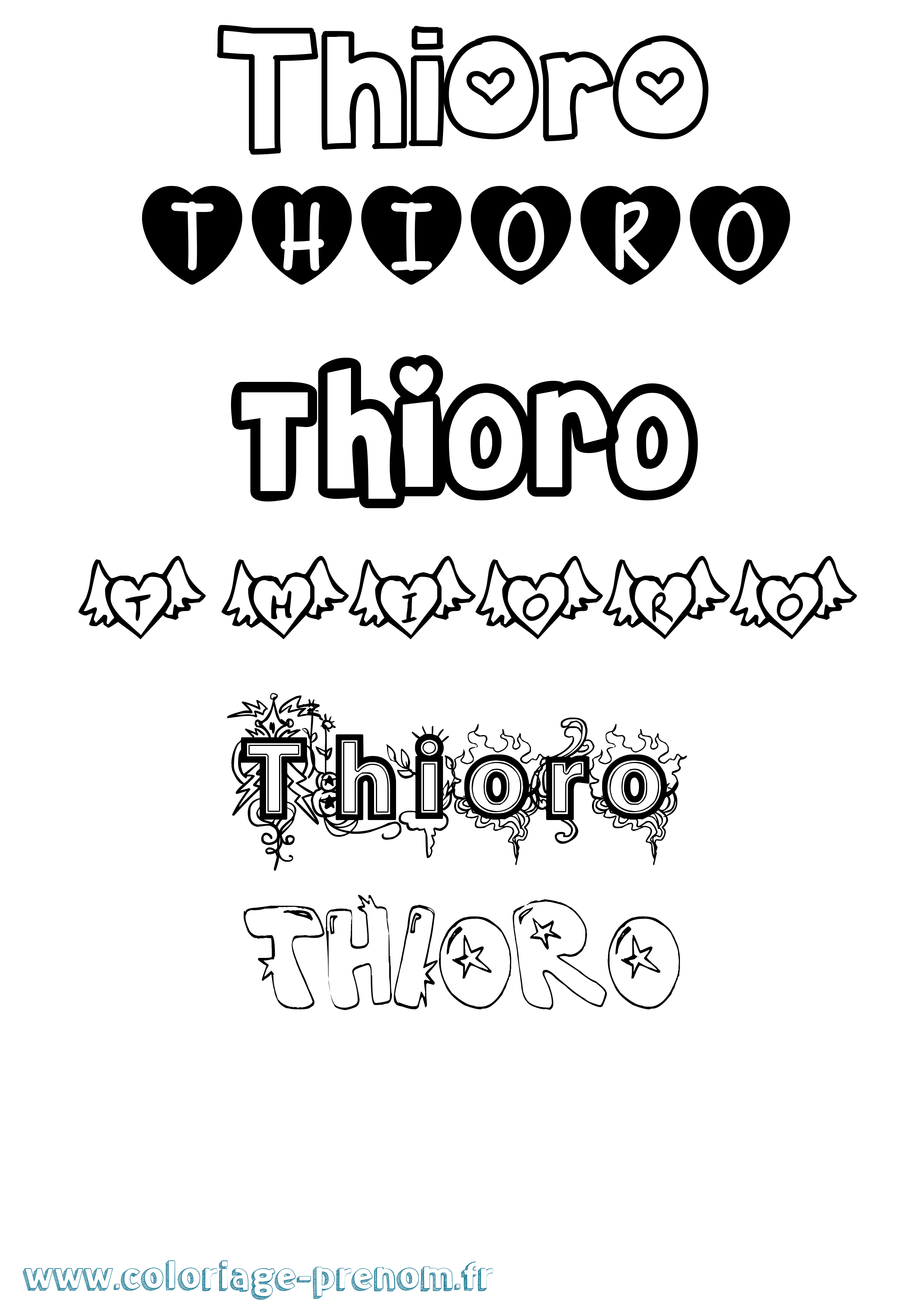 Coloriage Thioro Girly Coloriage prénom Thioro Girly
