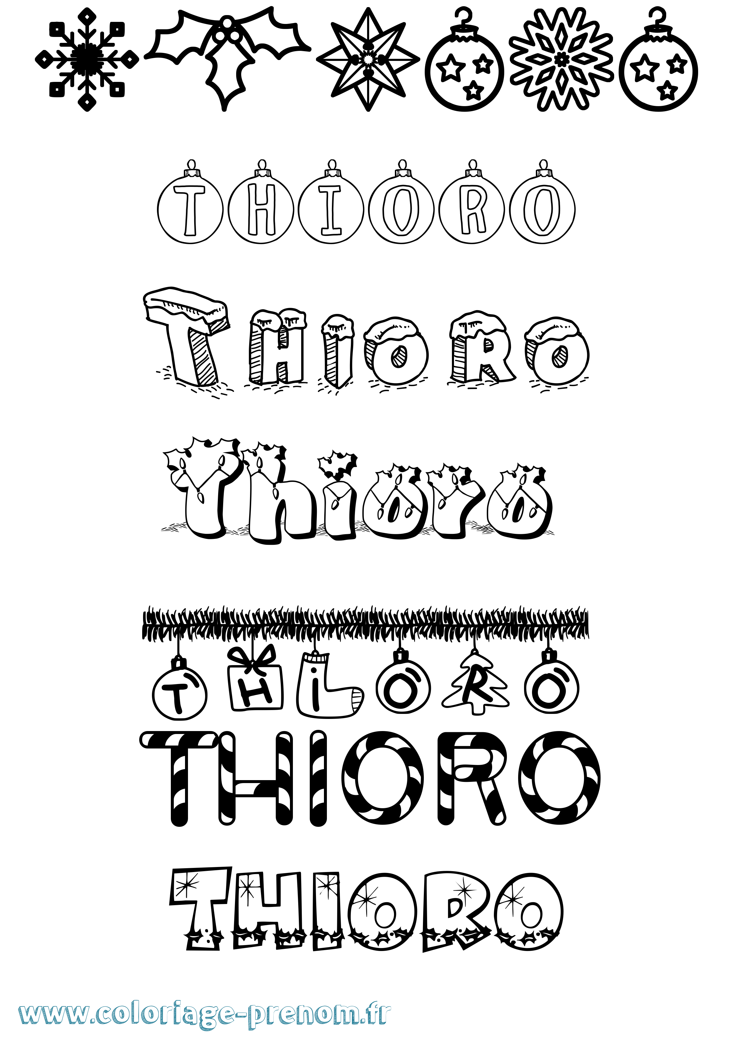 Coloriage Thioro Noël Coloriage prénom Thioro Noël