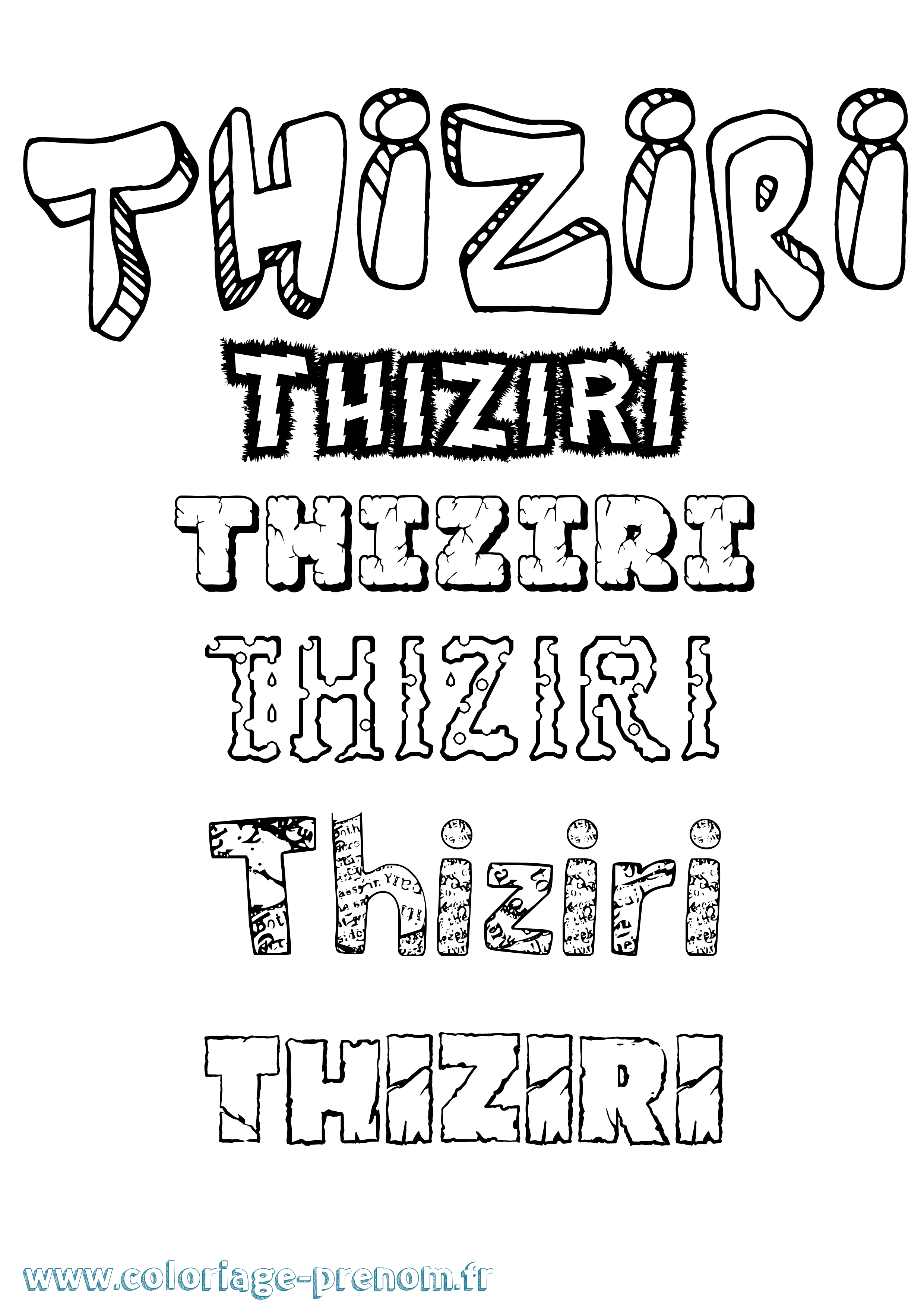 Coloriage Thiziri Destructuré Coloriage prénom Thiziri Destructuré