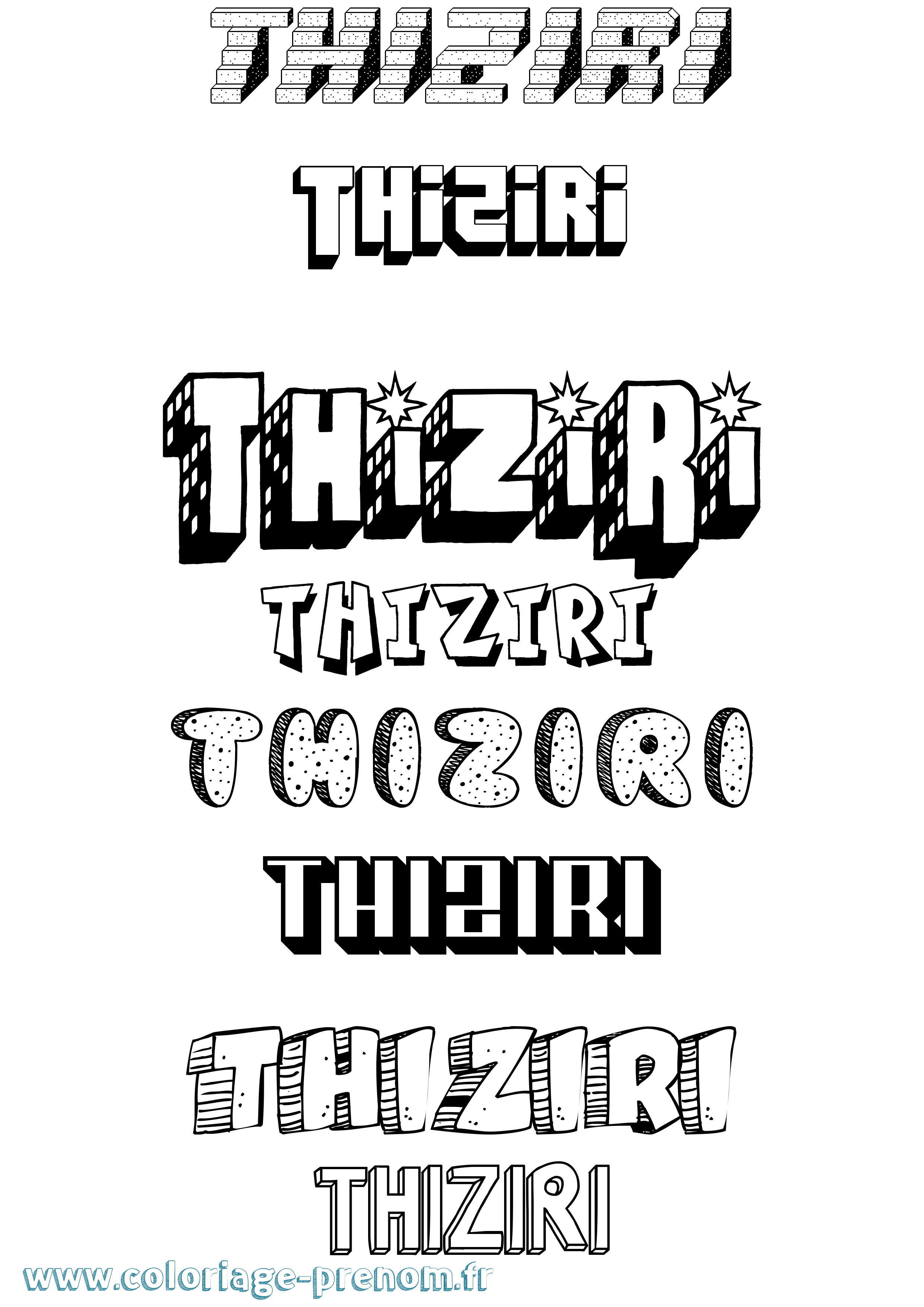 Coloriage Thiziri Effet 3D Coloriage prénom Thiziri Effet 3D