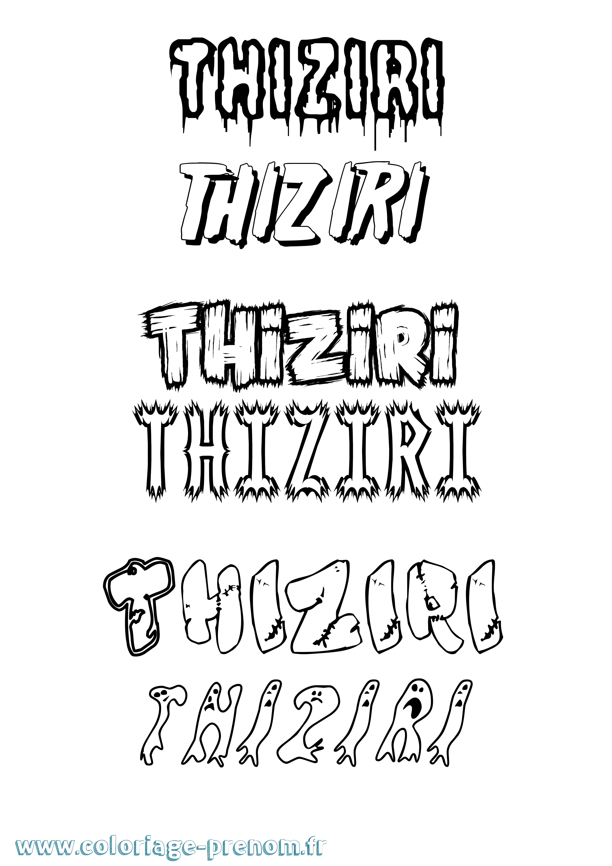 Coloriage Thiziri Frisson Coloriage prénom Thiziri Frisson
