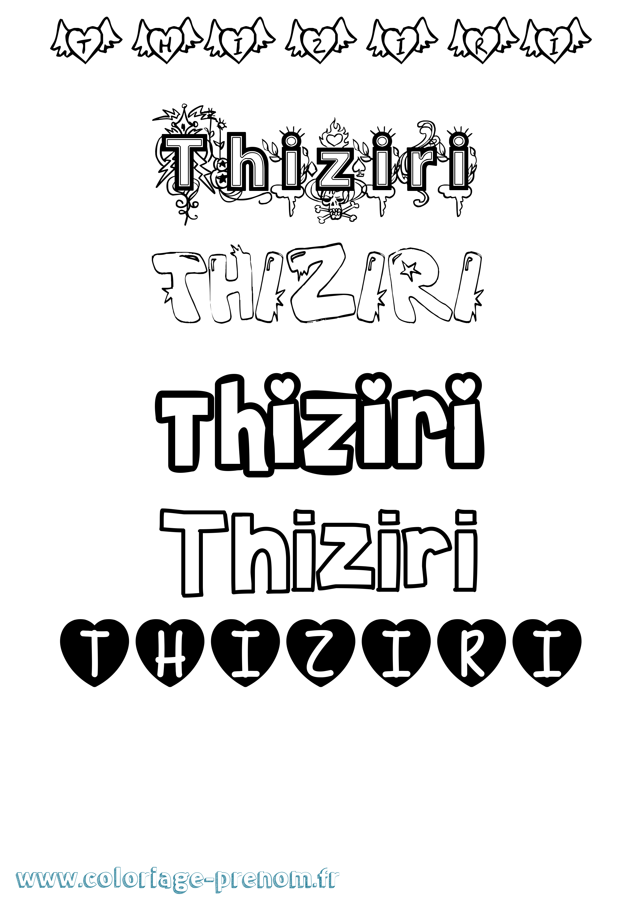 Coloriage Thiziri Girly Coloriage prénom Thiziri Girly