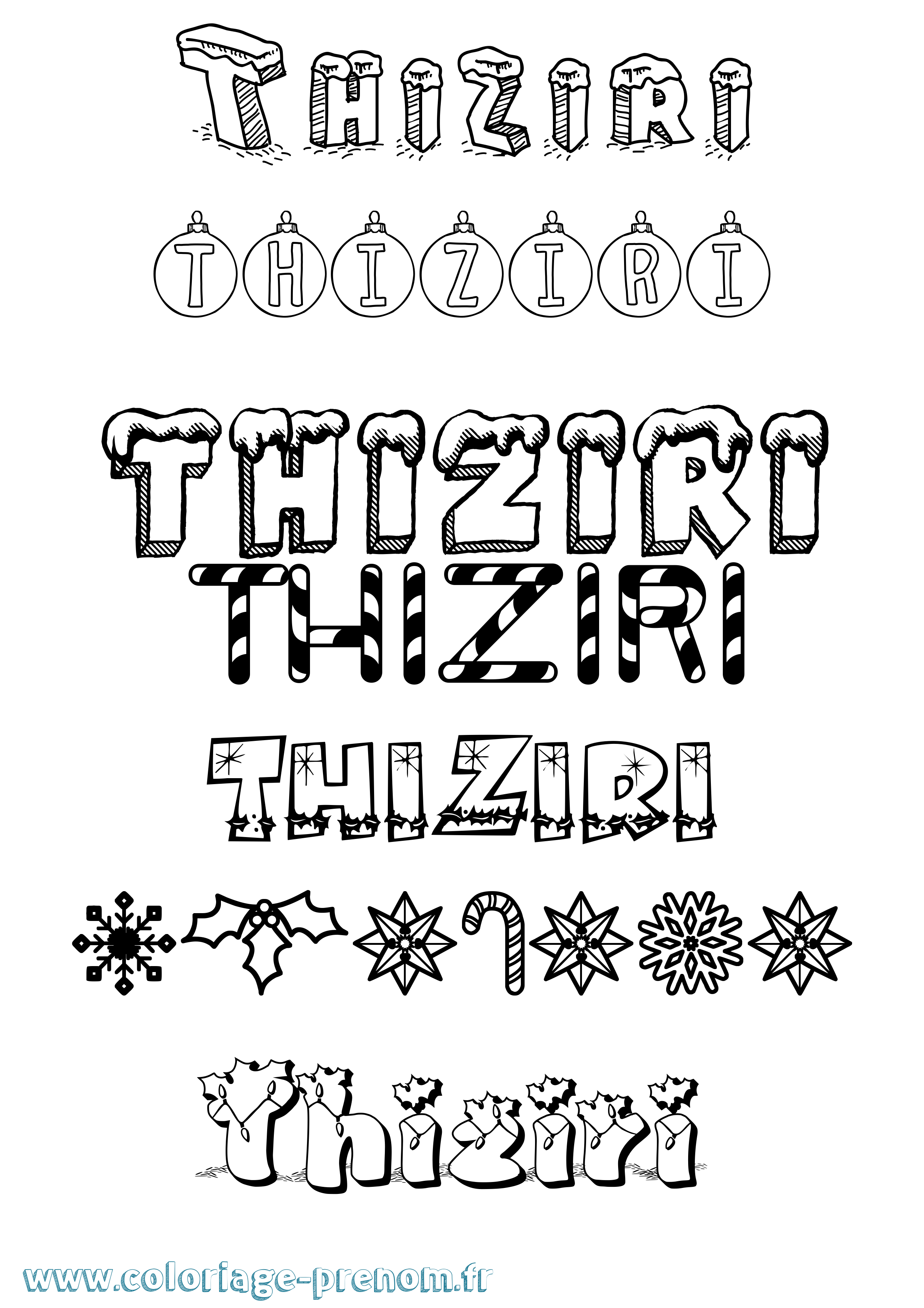 Coloriage Thiziri Noël Coloriage prénom Thiziri Noël