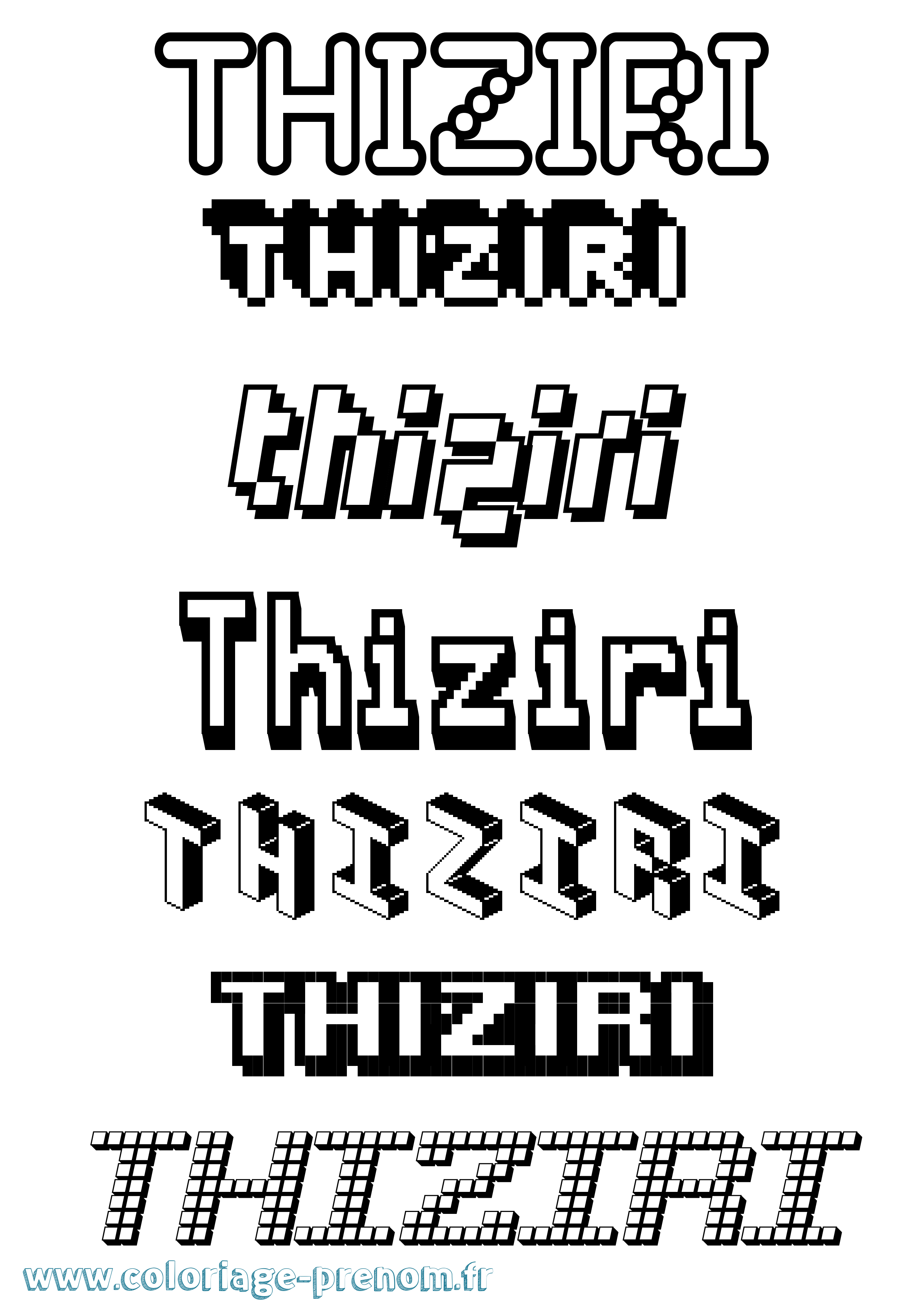 Coloriage Thiziri Pixel Coloriage prénom Thiziri Pixel