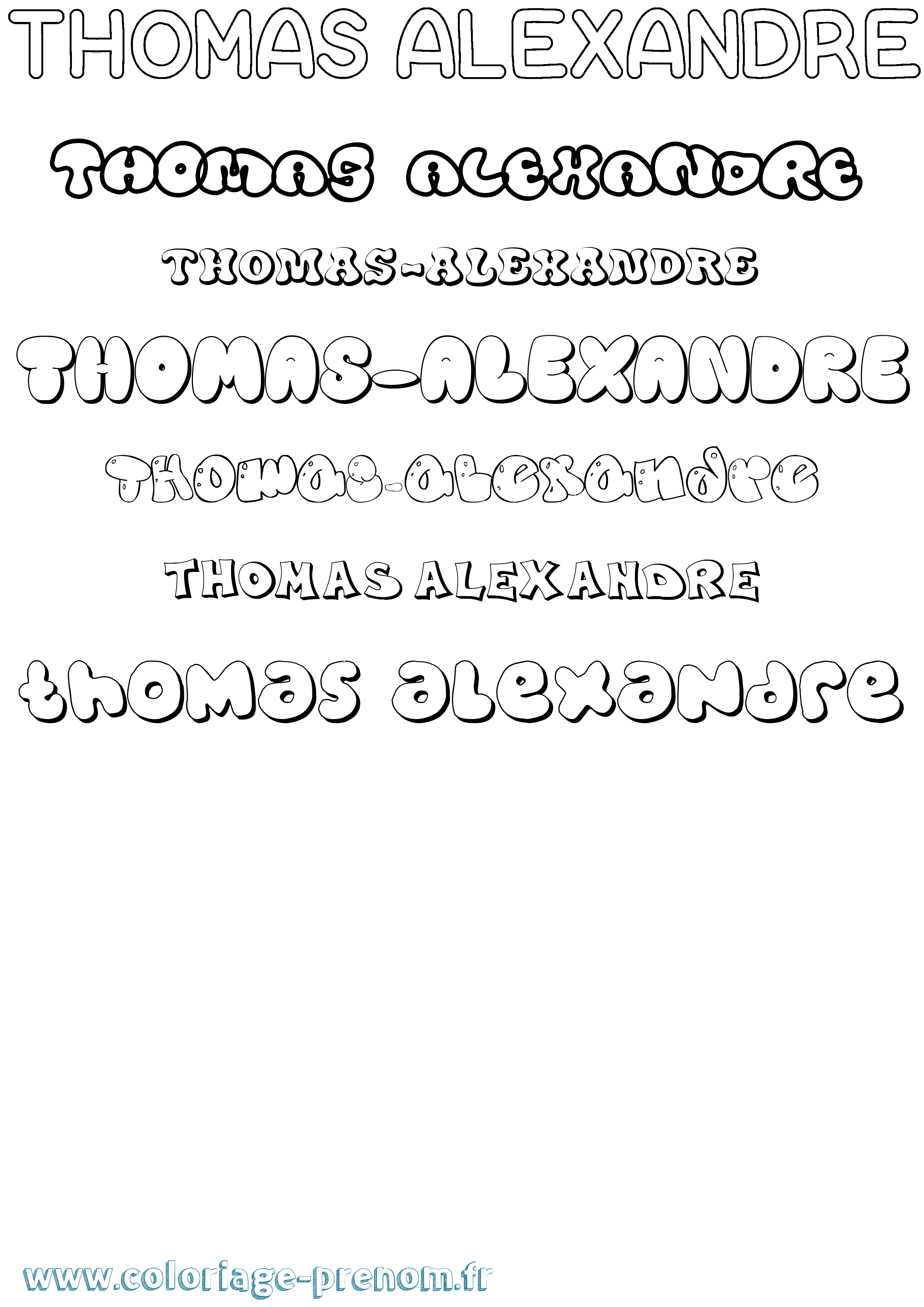 Coloriage Thomas-Alexandre Bubble Coloriage prénom Thomas-Alexandre Bubble