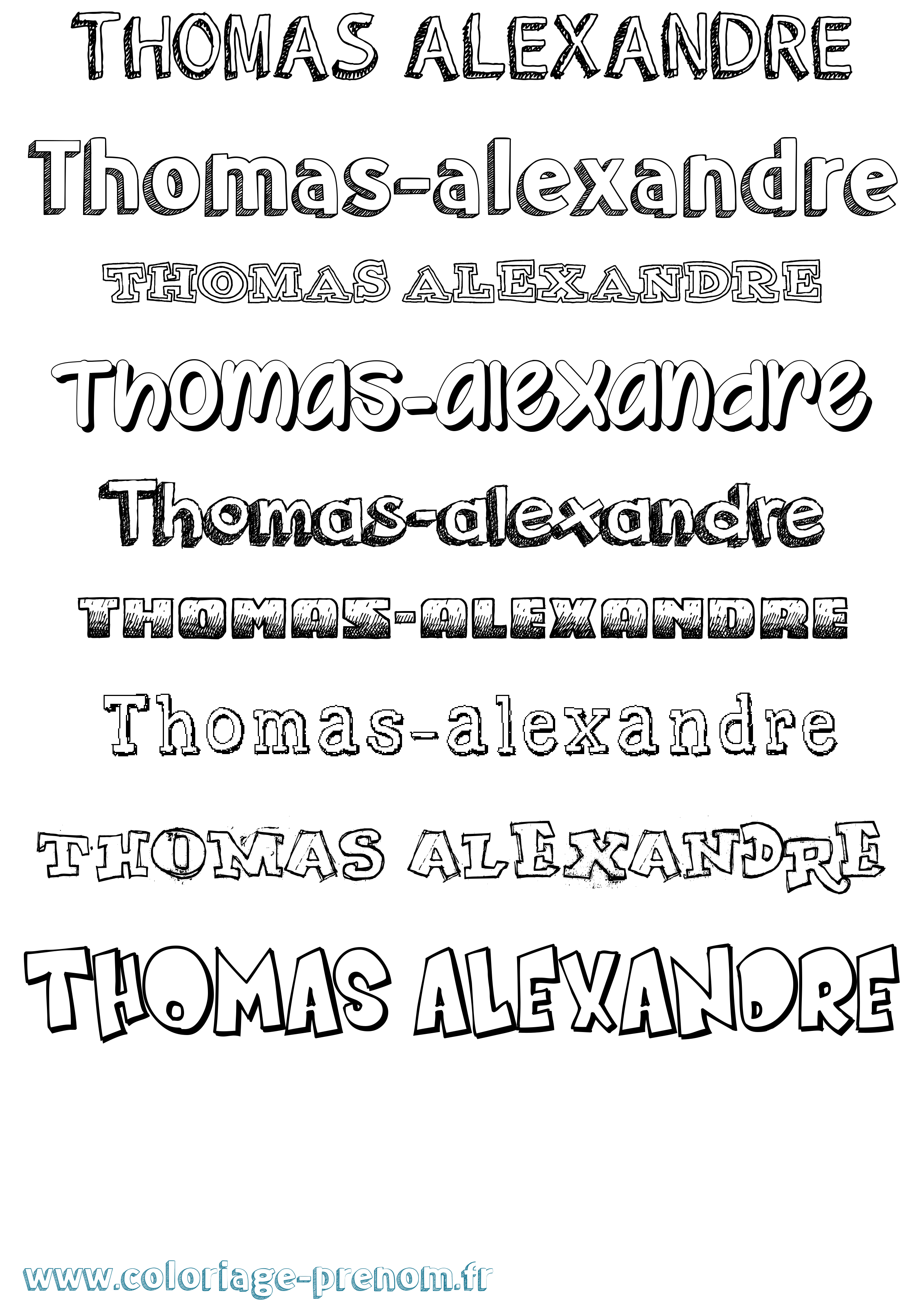 Coloriage Thomas-Alexandre Dessiné Coloriage prénom Thomas-Alexandre Dessiné