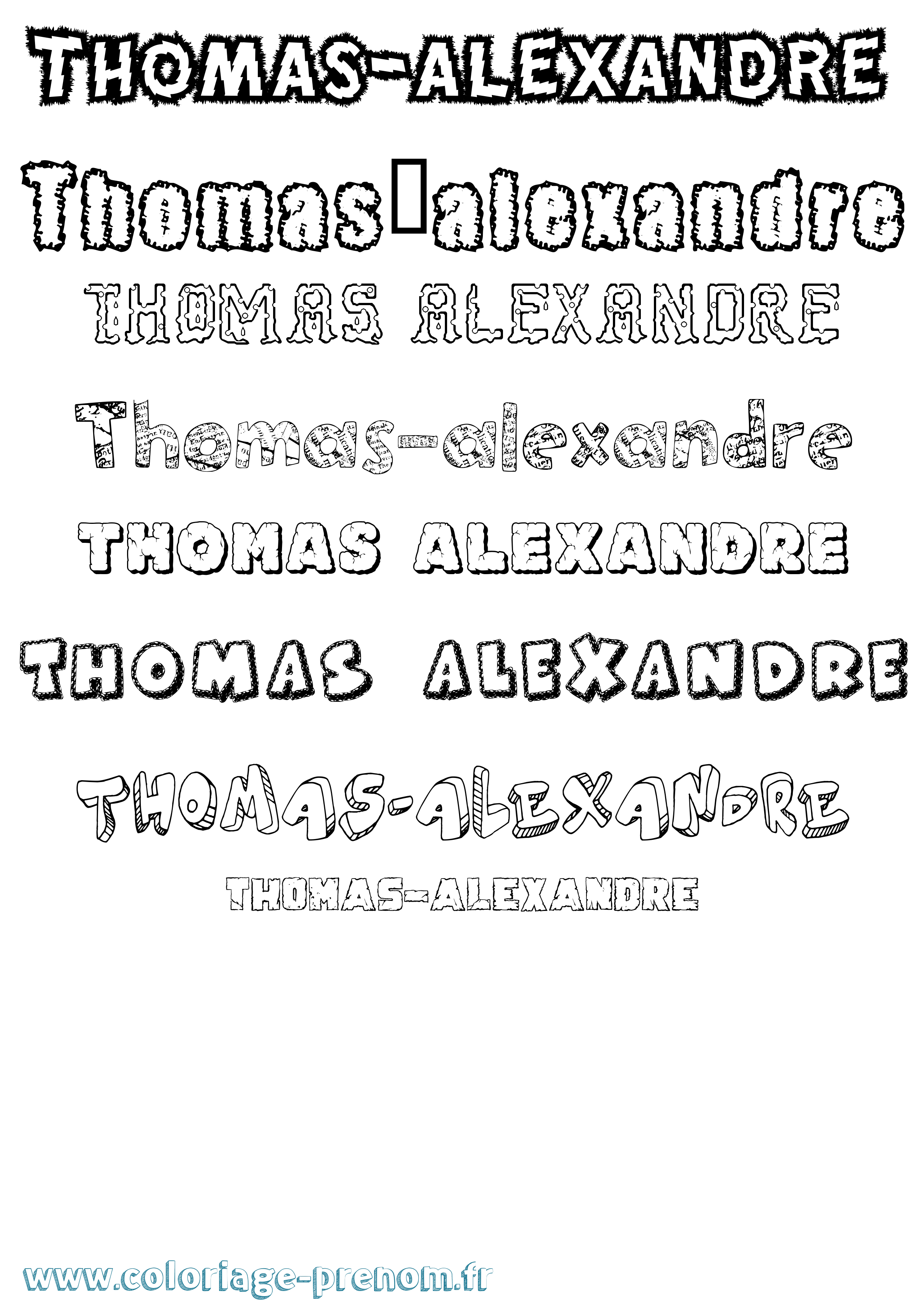 Coloriage Thomas-Alexandre Destructuré Coloriage prénom Thomas-Alexandre Destructuré