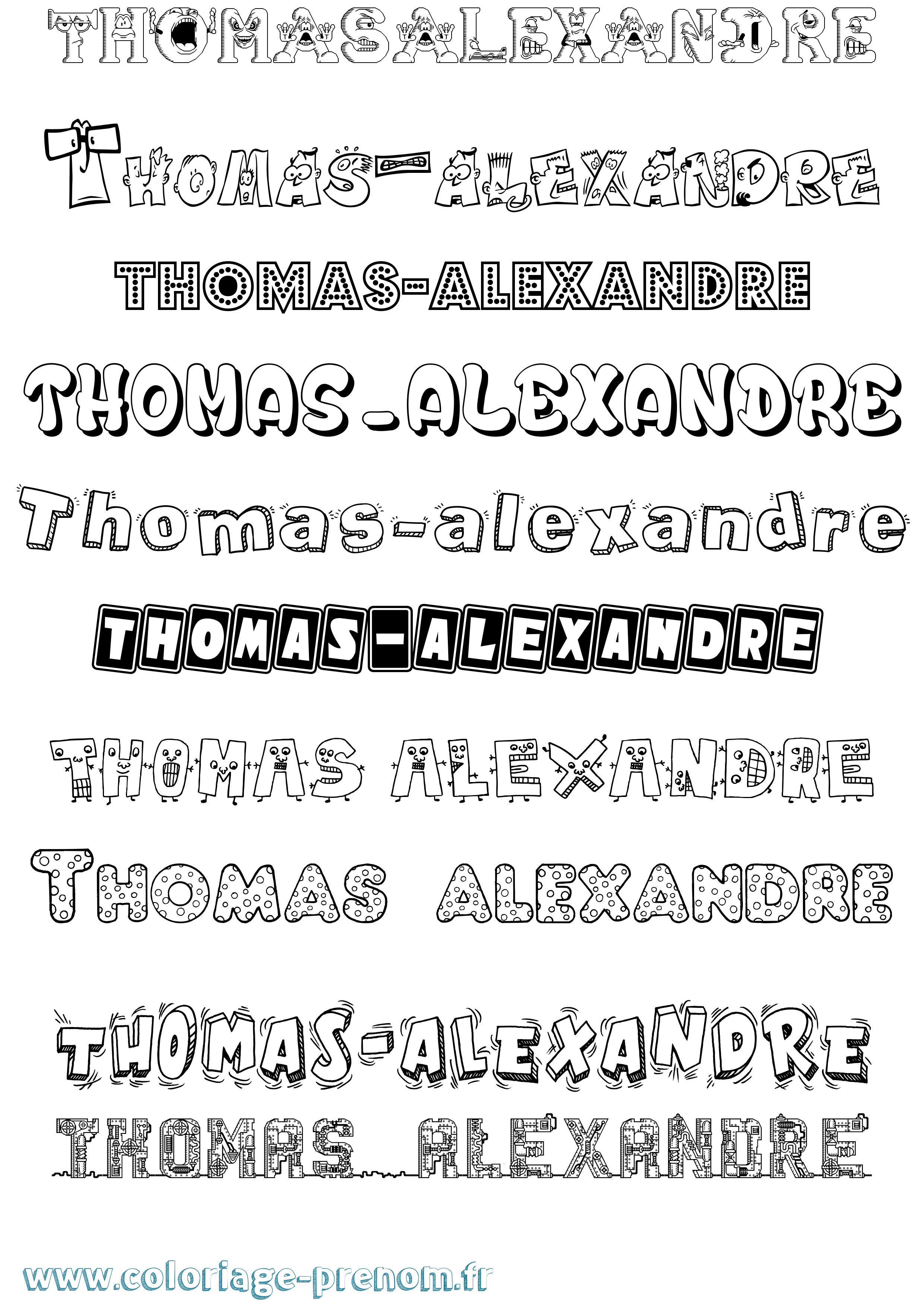 Coloriage Thomas-Alexandre Fun Coloriage prénom Thomas-Alexandre Fun