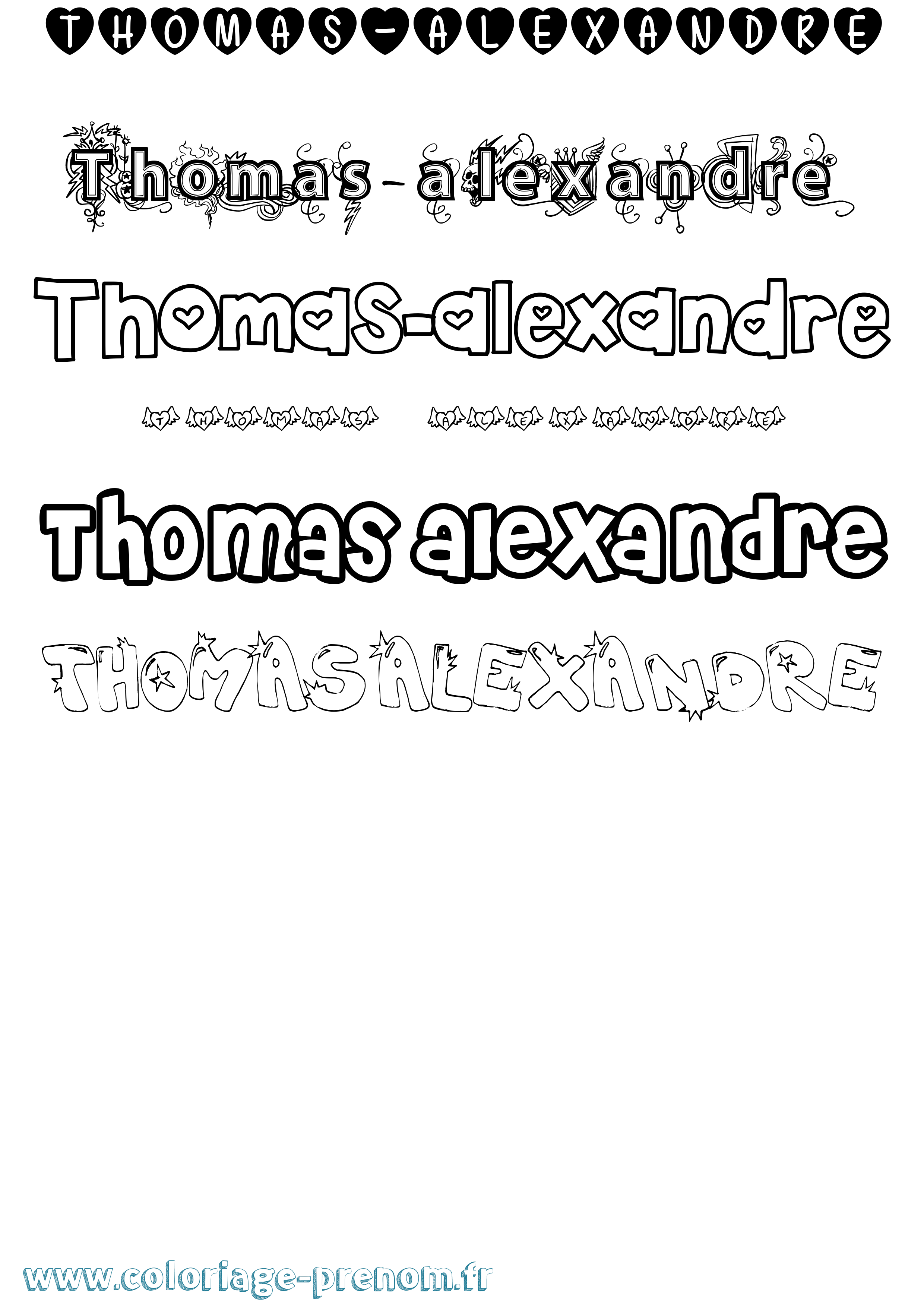 Coloriage Thomas-Alexandre Girly Coloriage prénom Thomas-Alexandre Girly