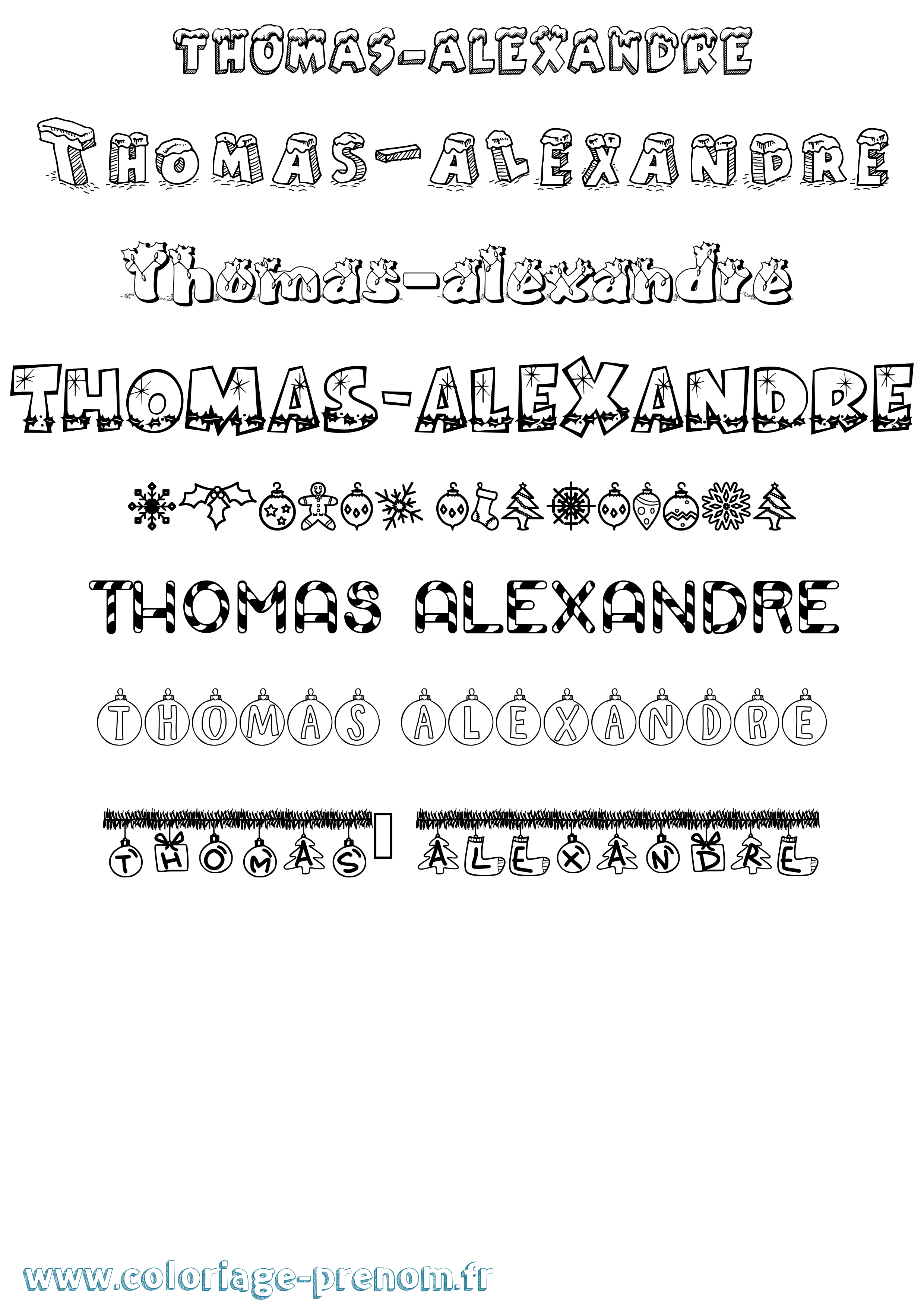 Coloriage Thomas-Alexandre Noël Coloriage prénom Thomas-Alexandre Noël
