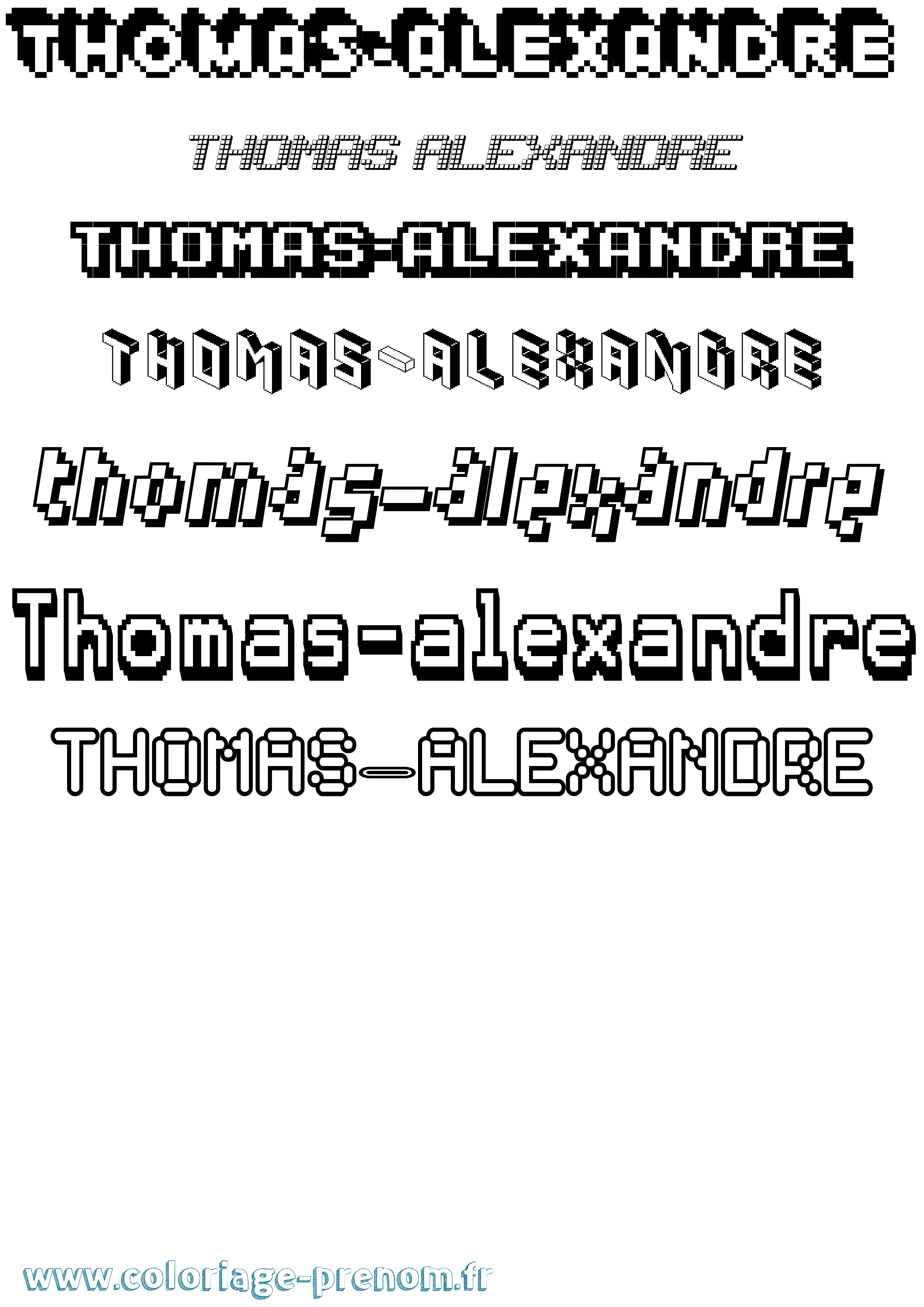 Coloriage Thomas-Alexandre Pixel Coloriage prénom Thomas-Alexandre Pixel