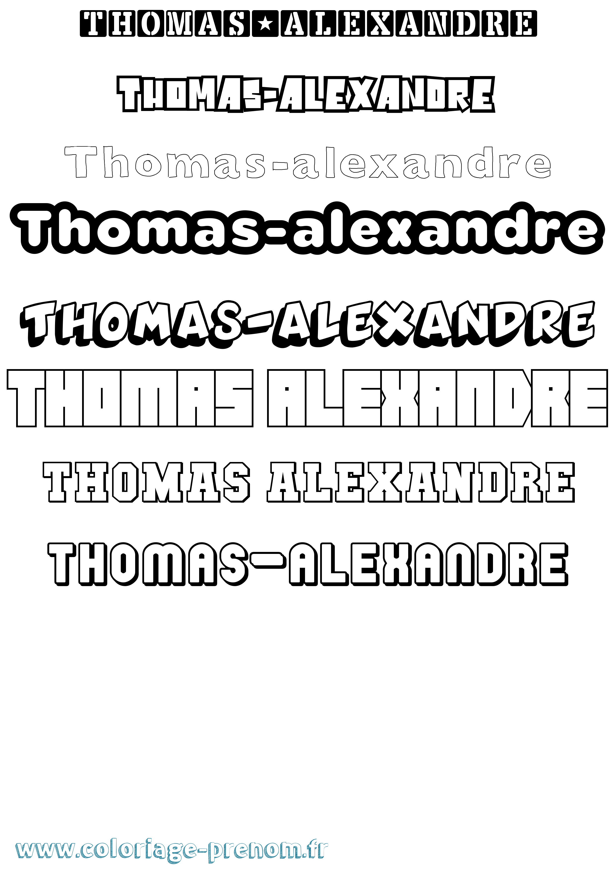 Coloriage Thomas-Alexandre Simple Coloriage prénom Thomas-Alexandre Simple