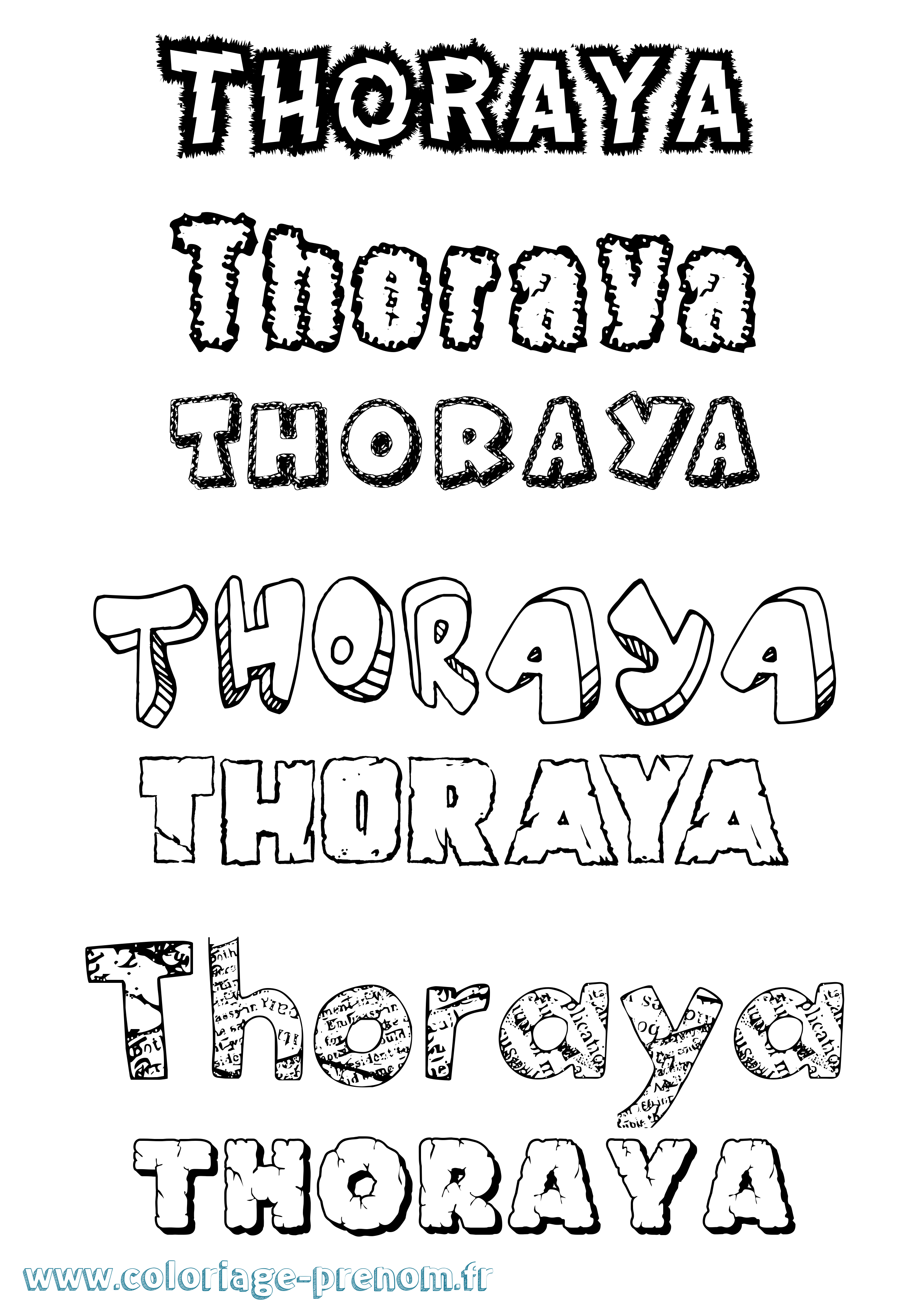 Coloriage Thoraya Destructuré Coloriage prénom Thoraya Destructuré
