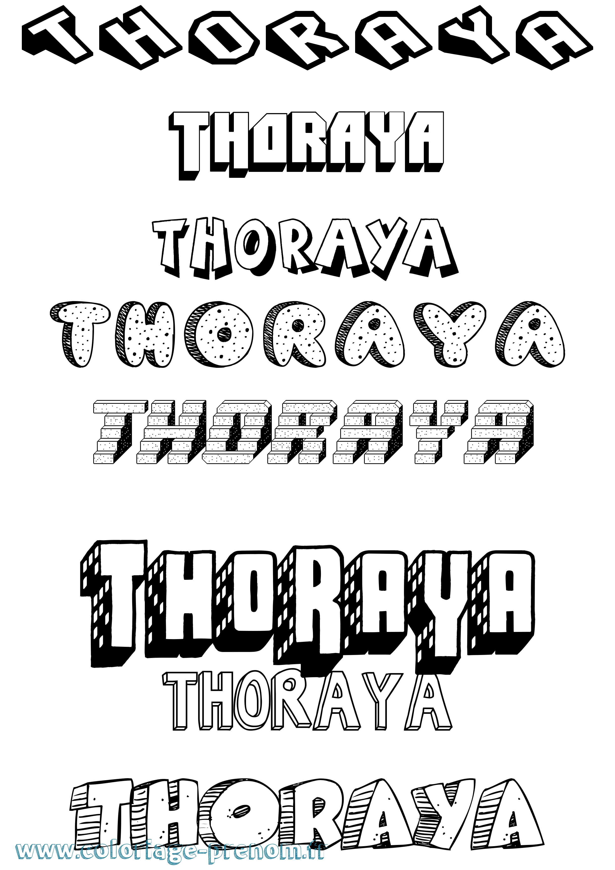 Coloriage Thoraya Effet 3D Coloriage prénom Thoraya Effet 3D