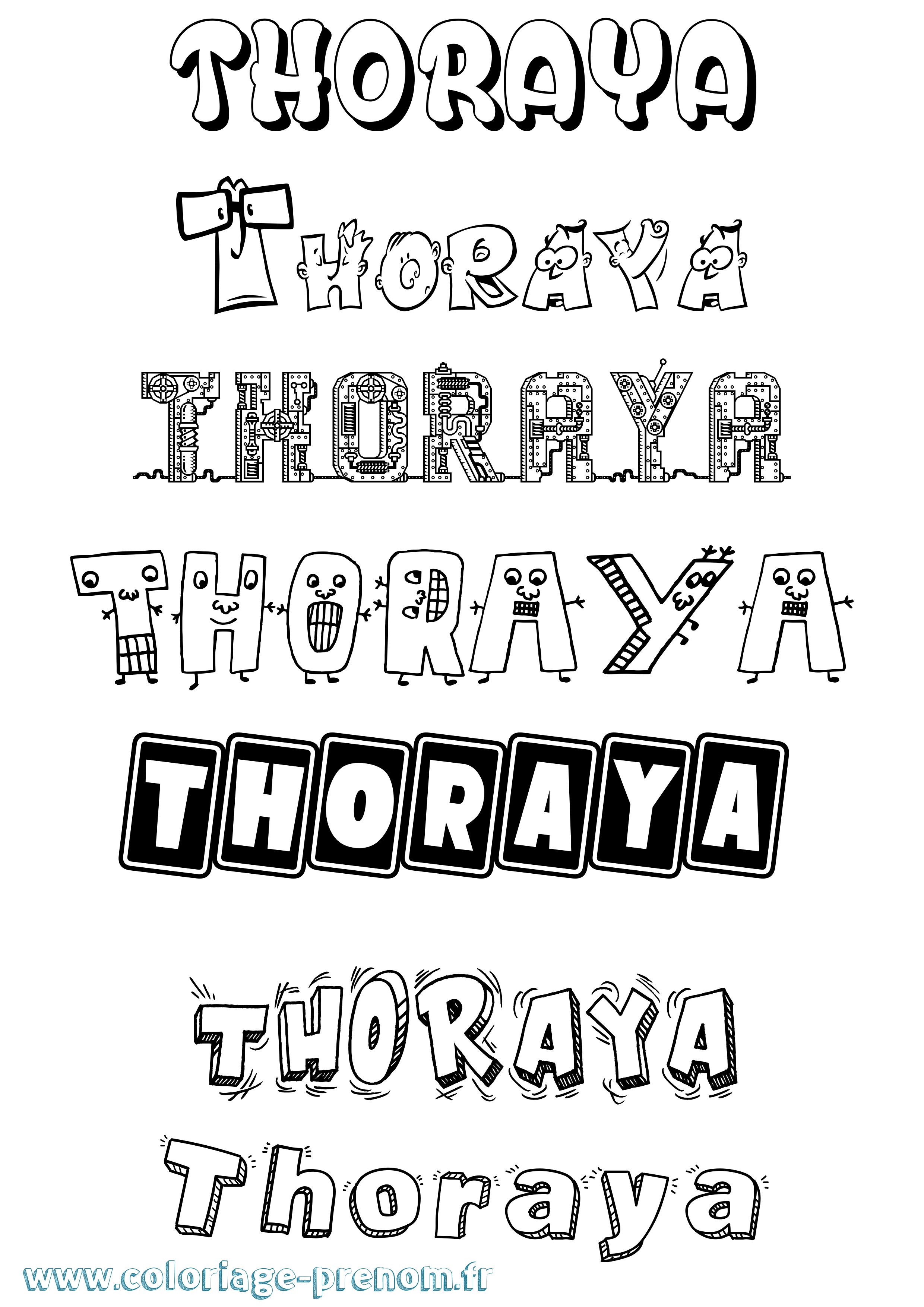 Coloriage Thoraya Fun Coloriage prénom Thoraya Fun