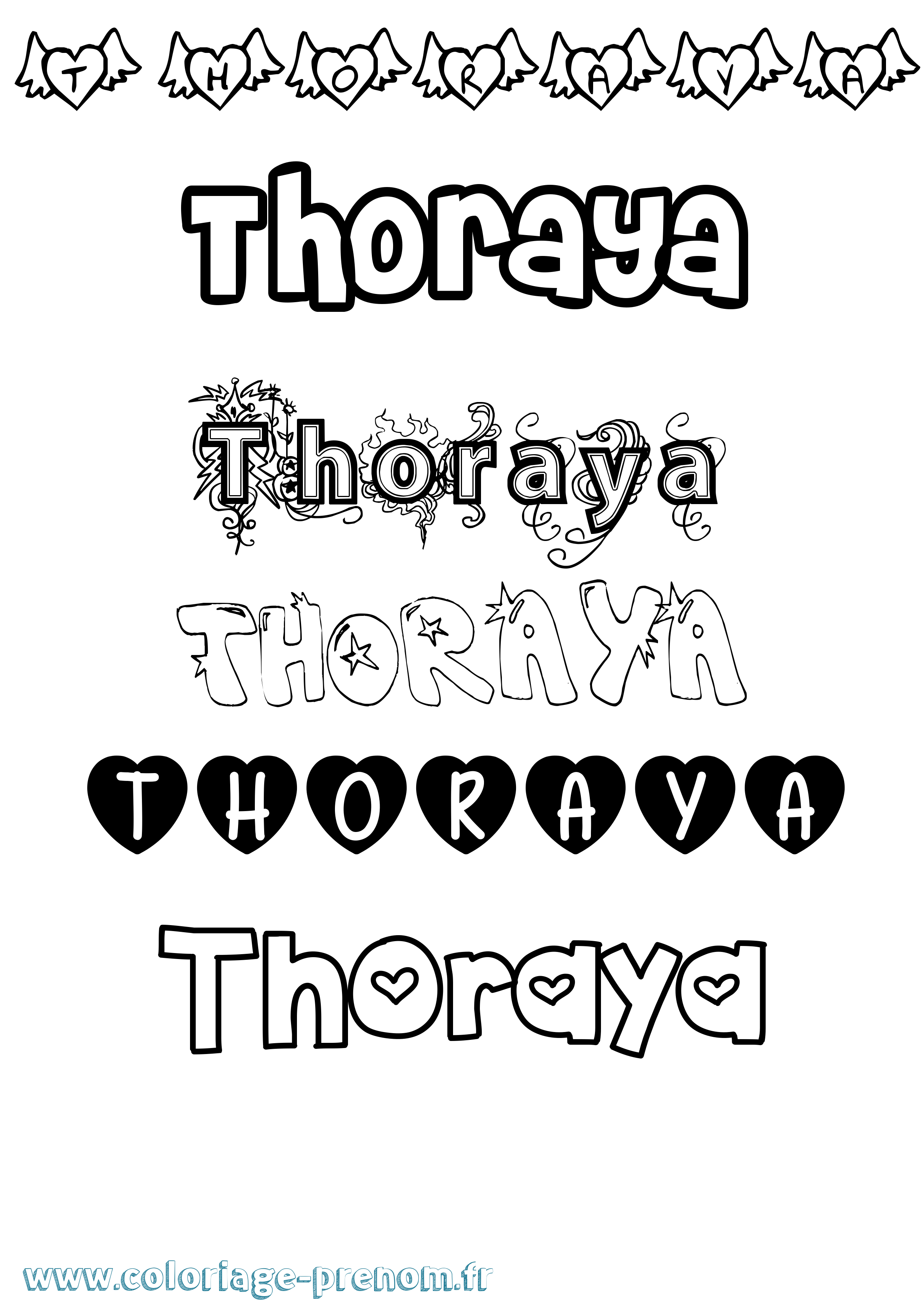 Coloriage Thoraya Girly Coloriage prénom Thoraya Girly