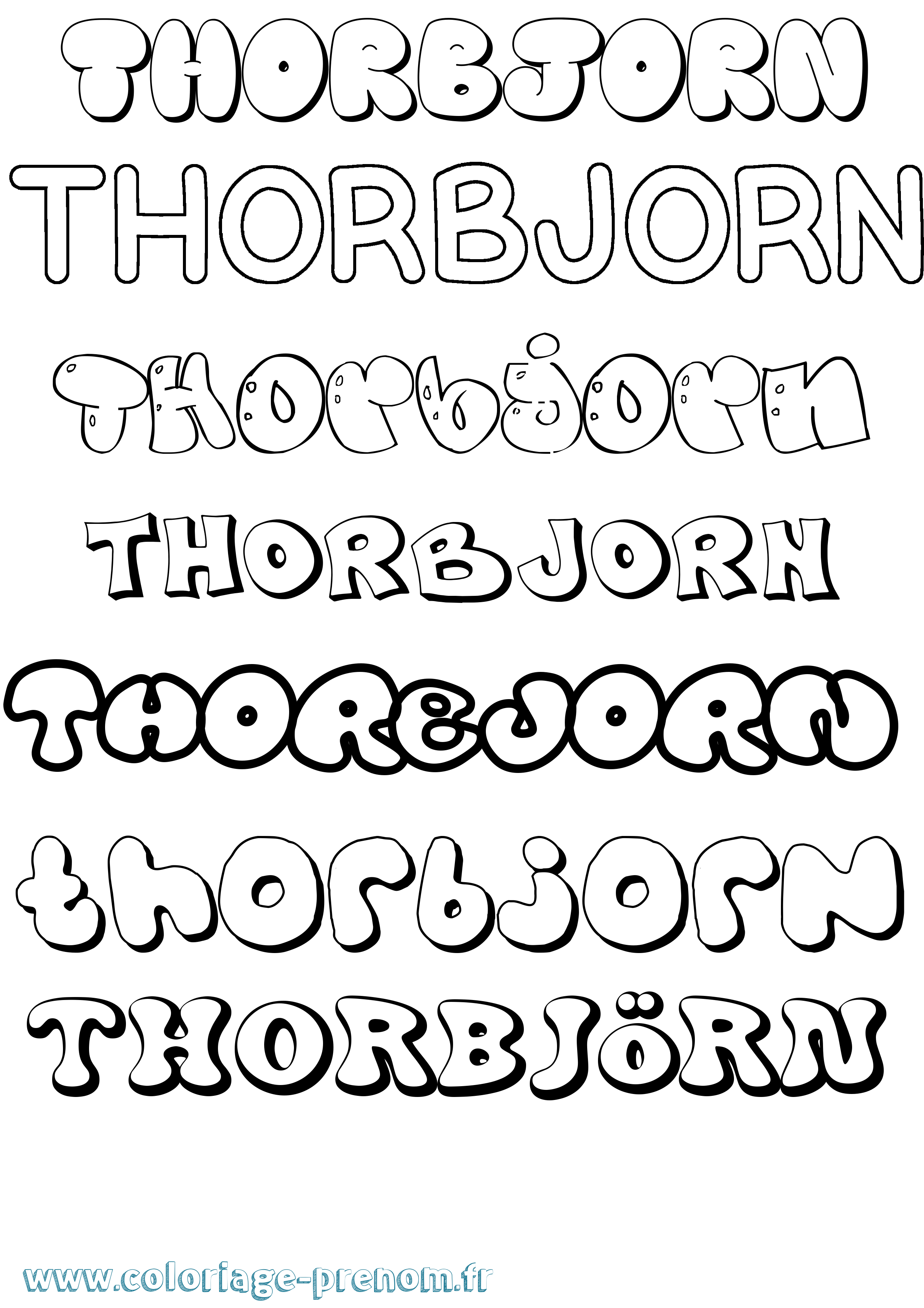 Coloriage Thorbjörn Bubble Coloriage prénom Thorbjörn Bubble
