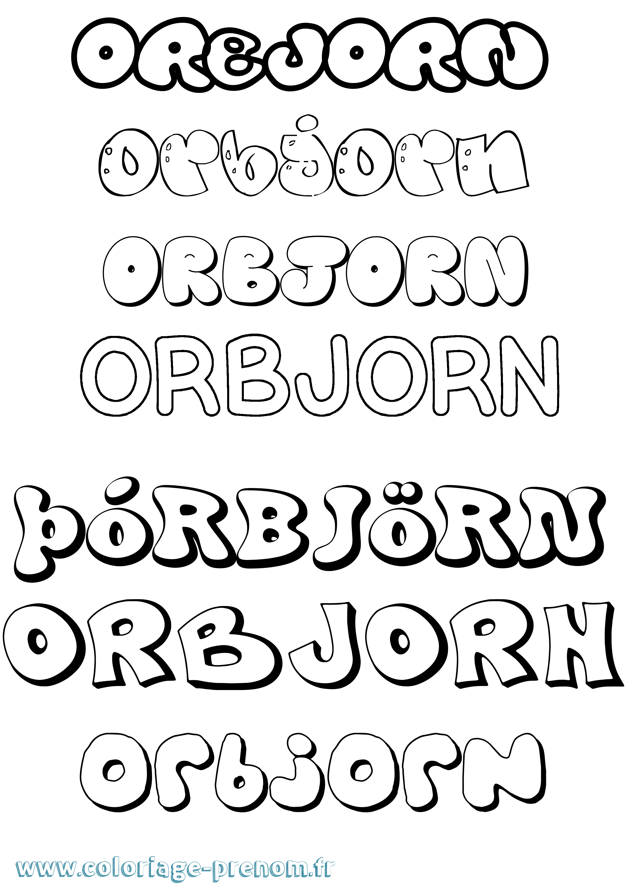 Coloriage Þórbjörn Bubble Coloriage prénom Þórbjörn Bubble