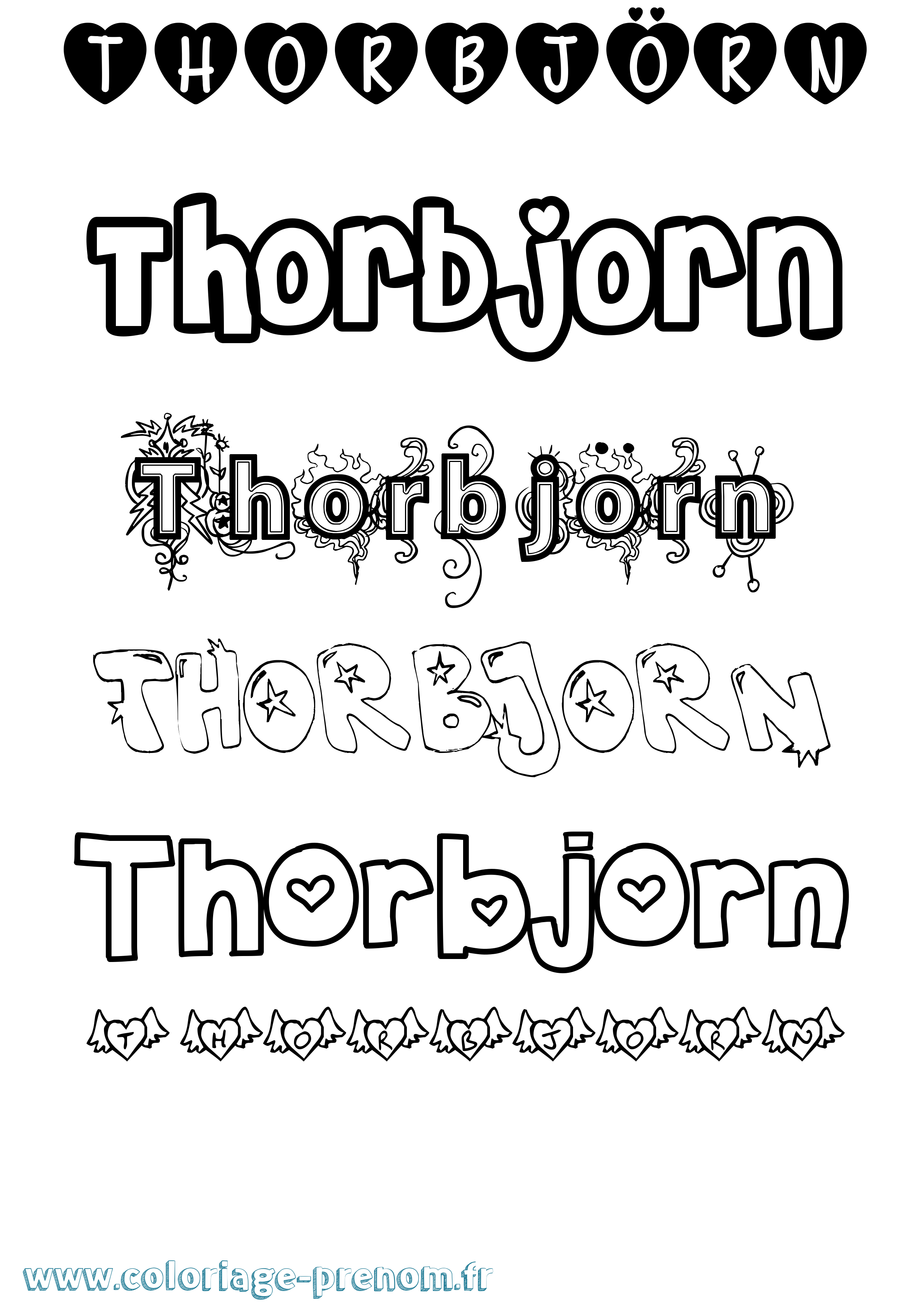 Coloriage Thorbjörn Girly Coloriage prénom Thorbjörn Girly