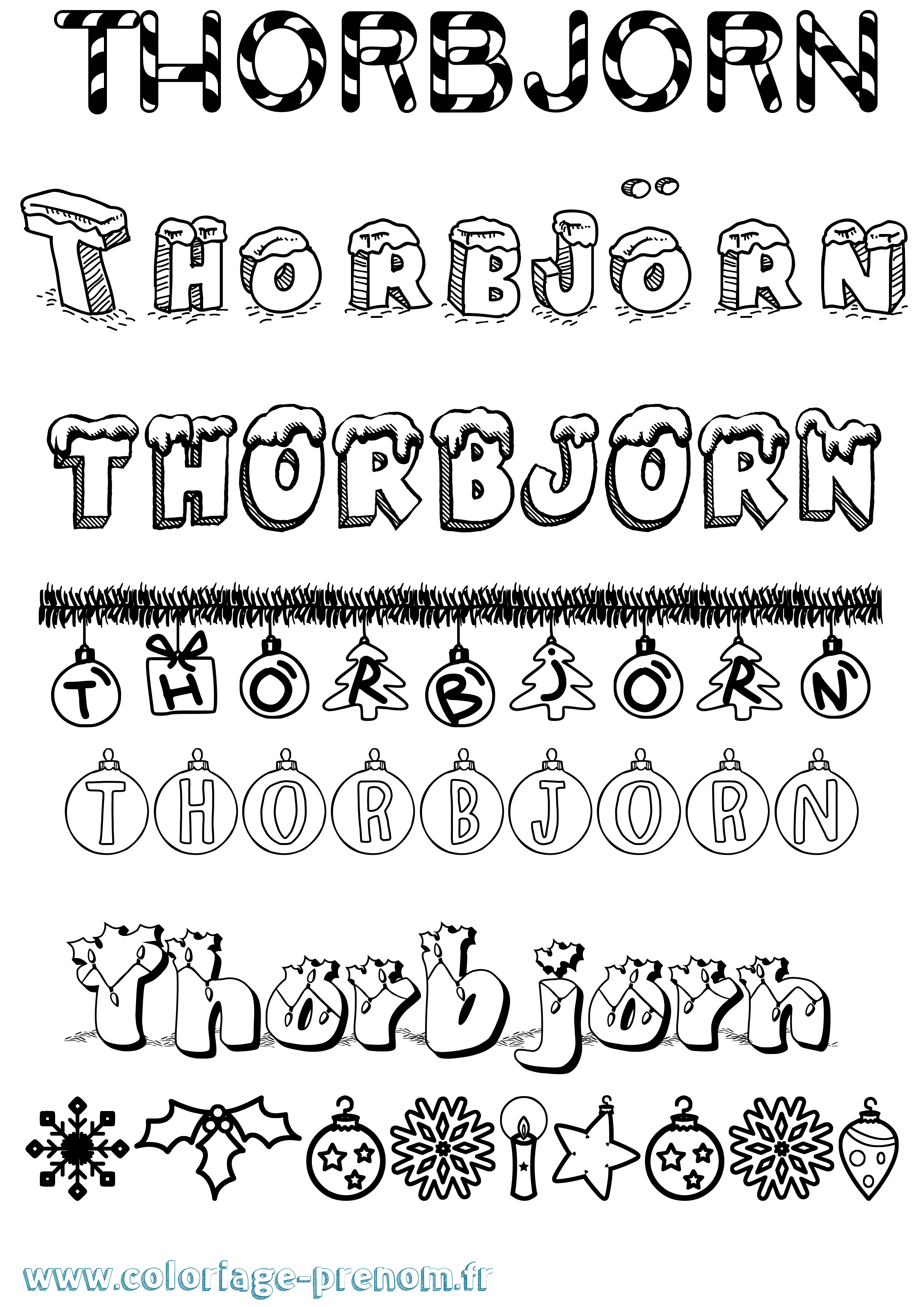 Coloriage Thorbjörn Noël Coloriage prénom Thorbjörn Noël