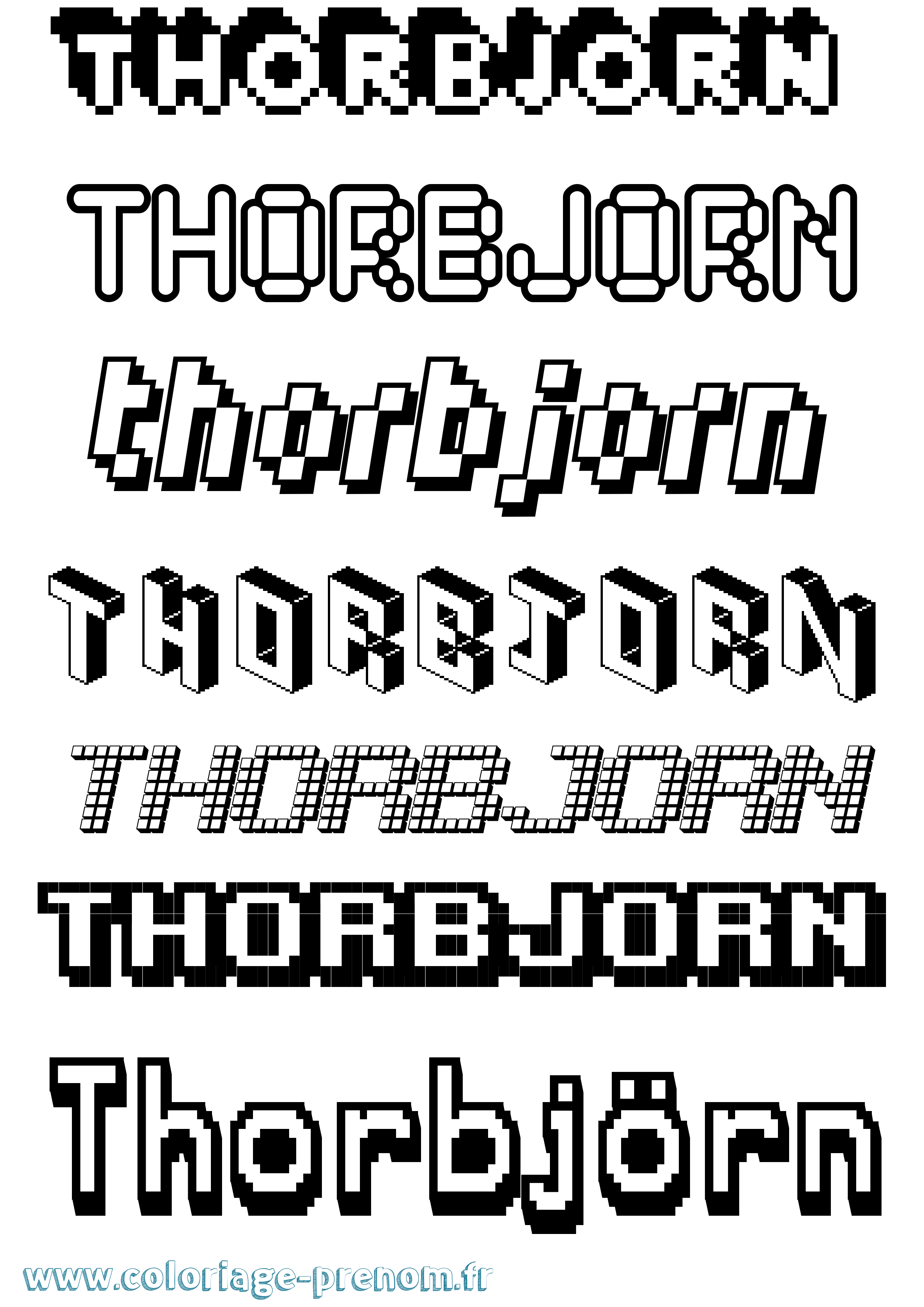 Coloriage Thorbjörn Pixel Coloriage prénom Thorbjörn Pixel