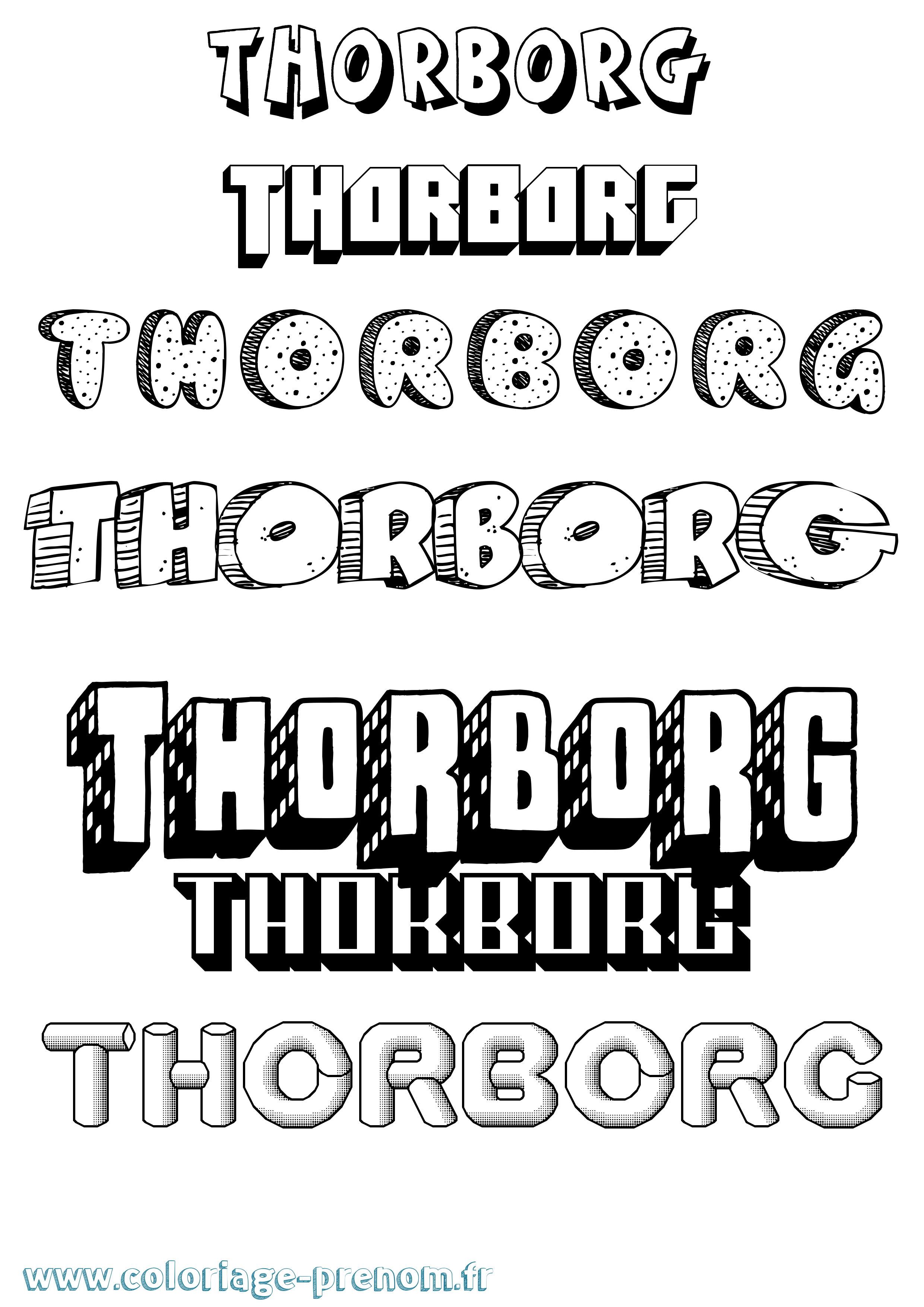 Coloriage Thorborg Effet 3D Coloriage prénom Thorborg Effet 3D
