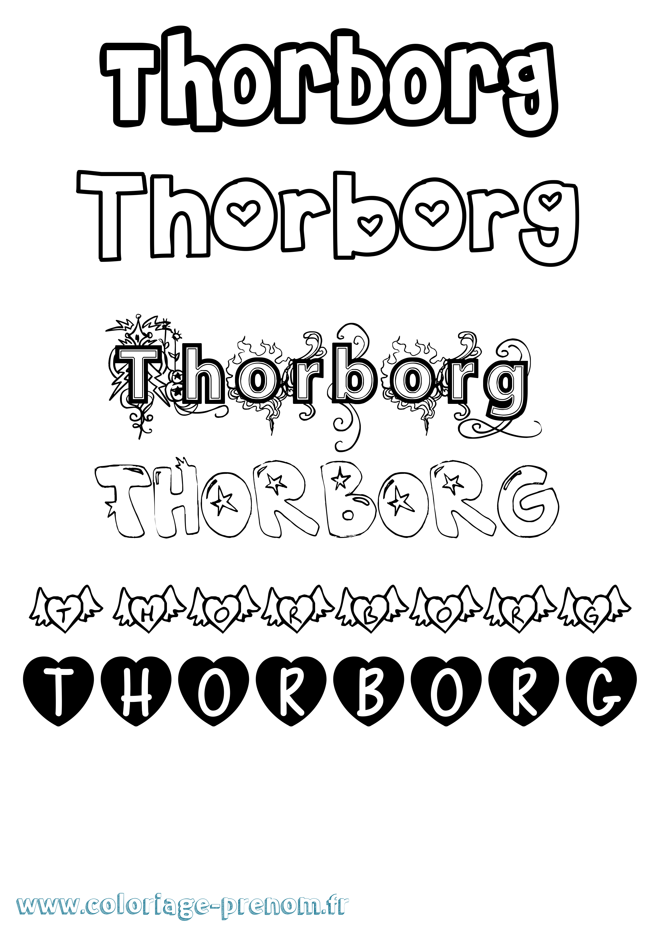 Coloriage Thorborg Girly Coloriage prénom Thorborg Girly