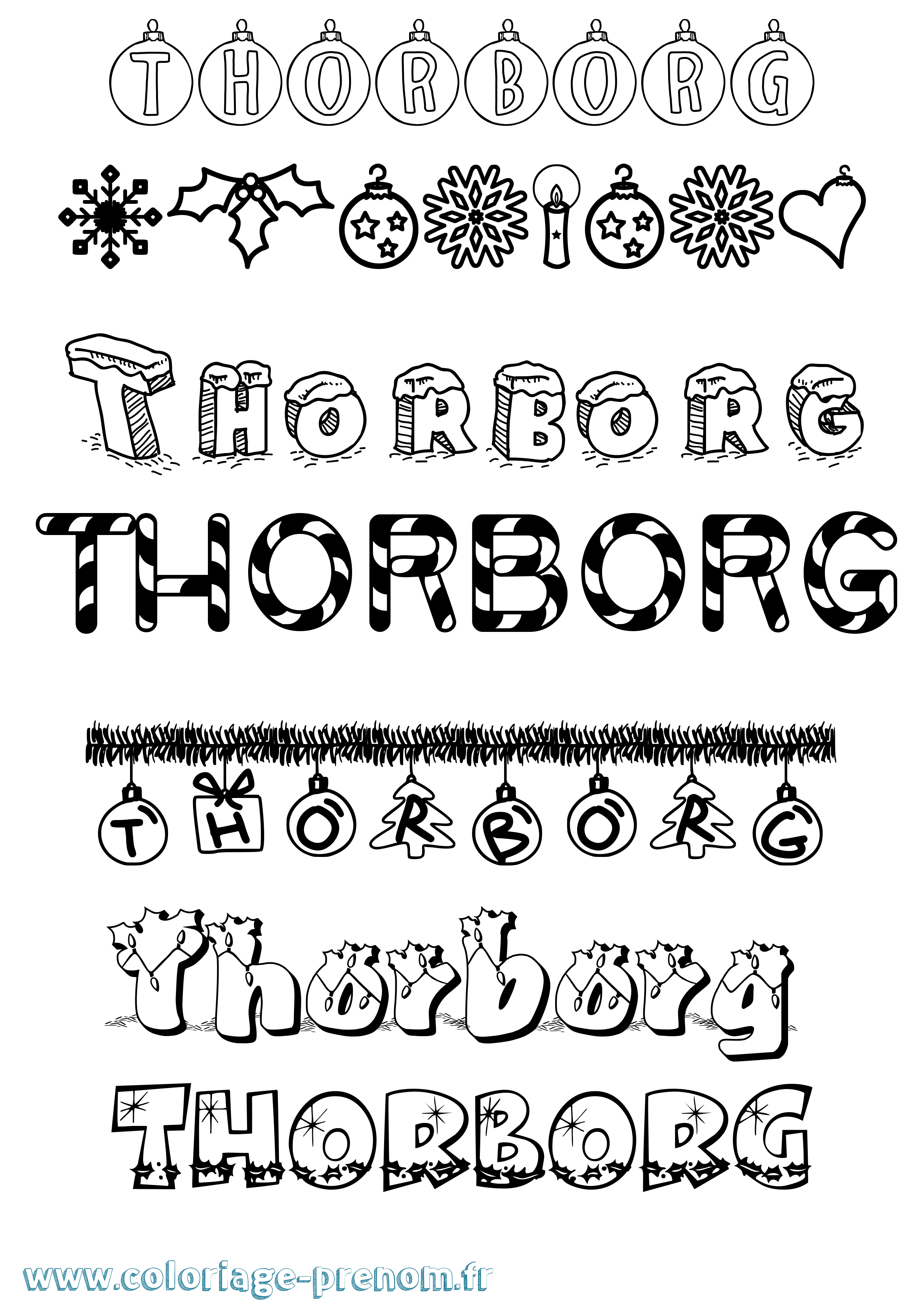 Coloriage Thorborg Noël Coloriage prénom Thorborg Noël