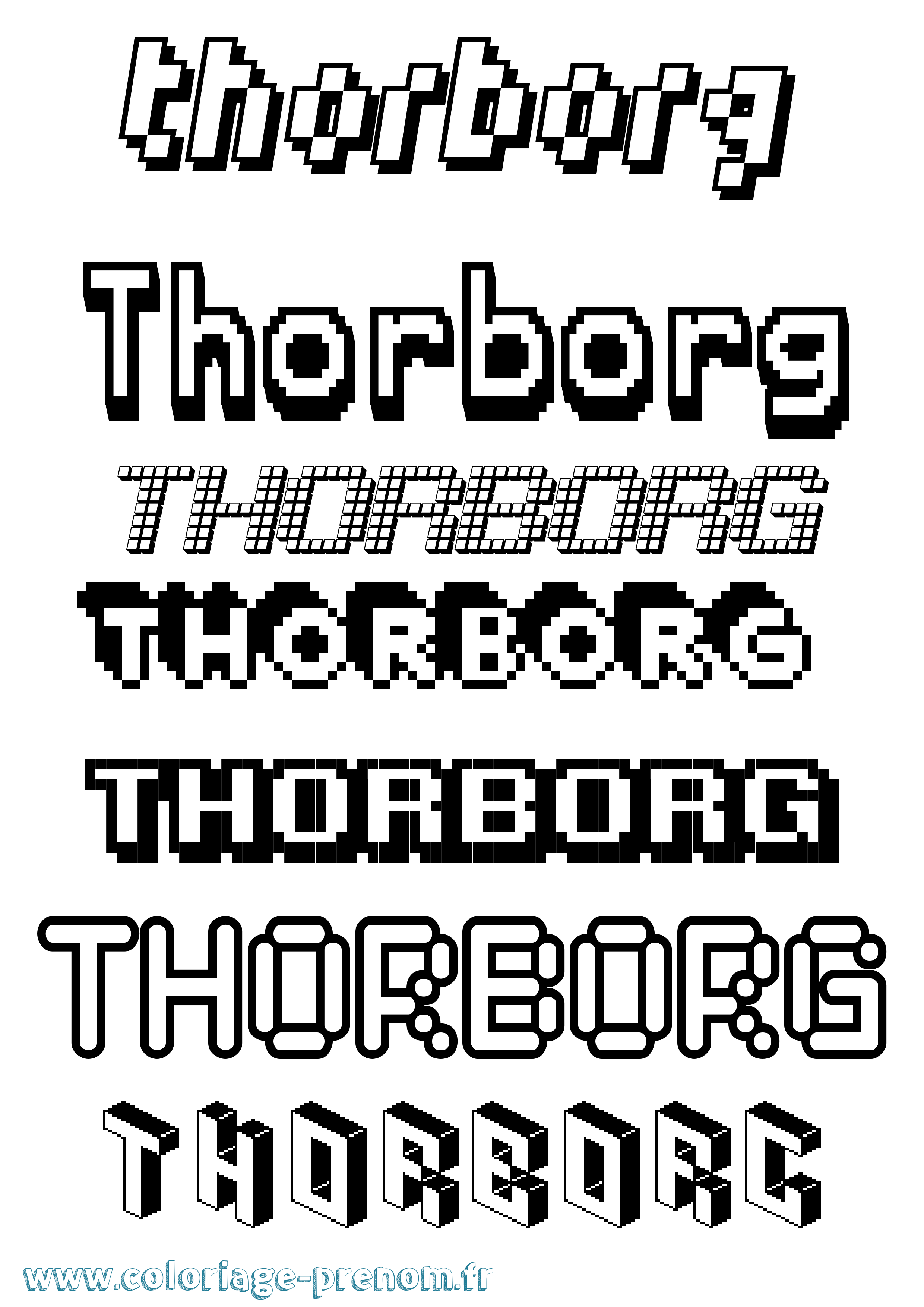Coloriage Thorborg Pixel Coloriage prénom Thorborg Pixel