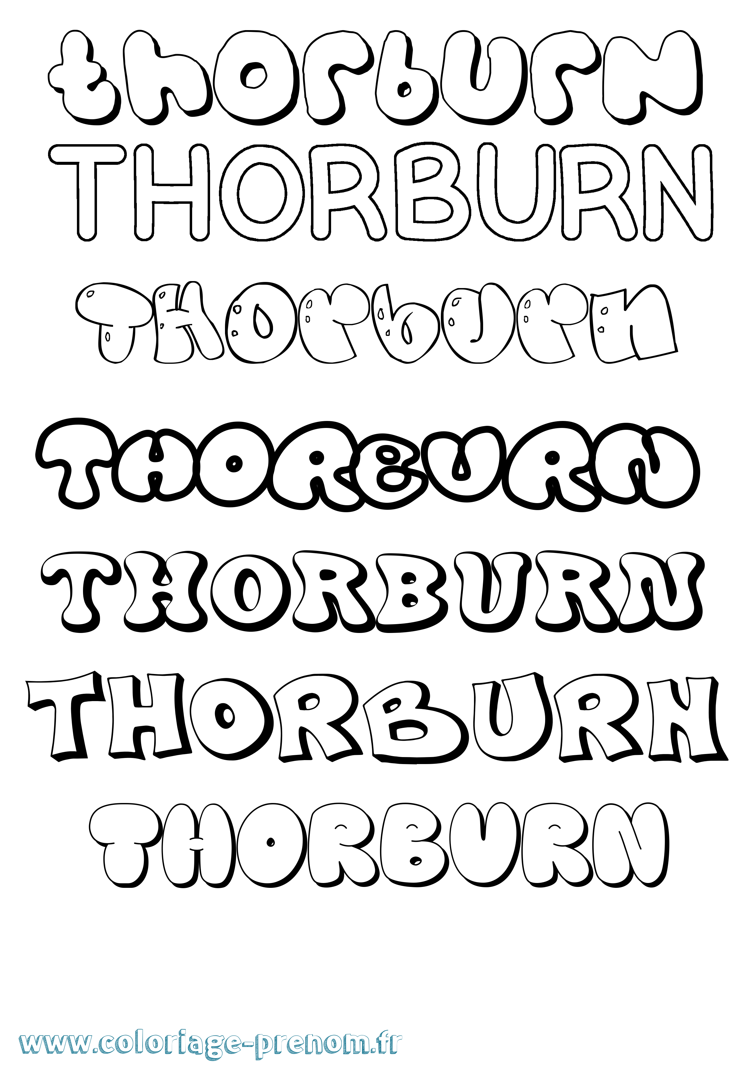 Coloriage Thorburn Bubble Coloriage prénom Thorburn Bubble