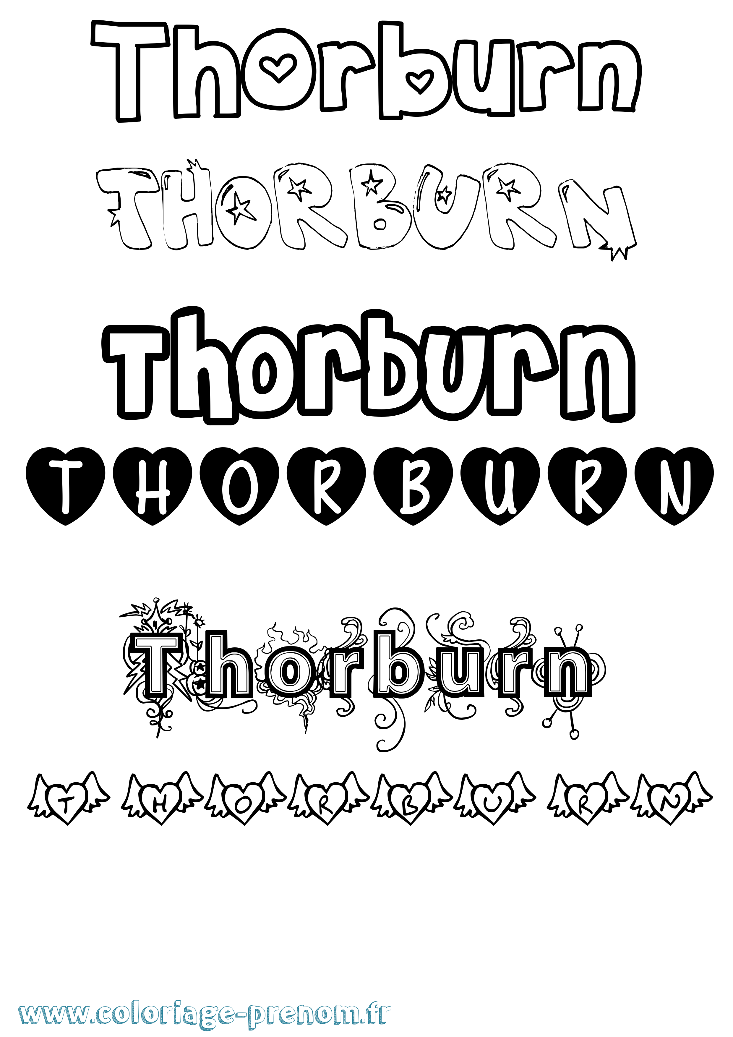 Coloriage Thorburn Girly Coloriage prénom Thorburn Girly