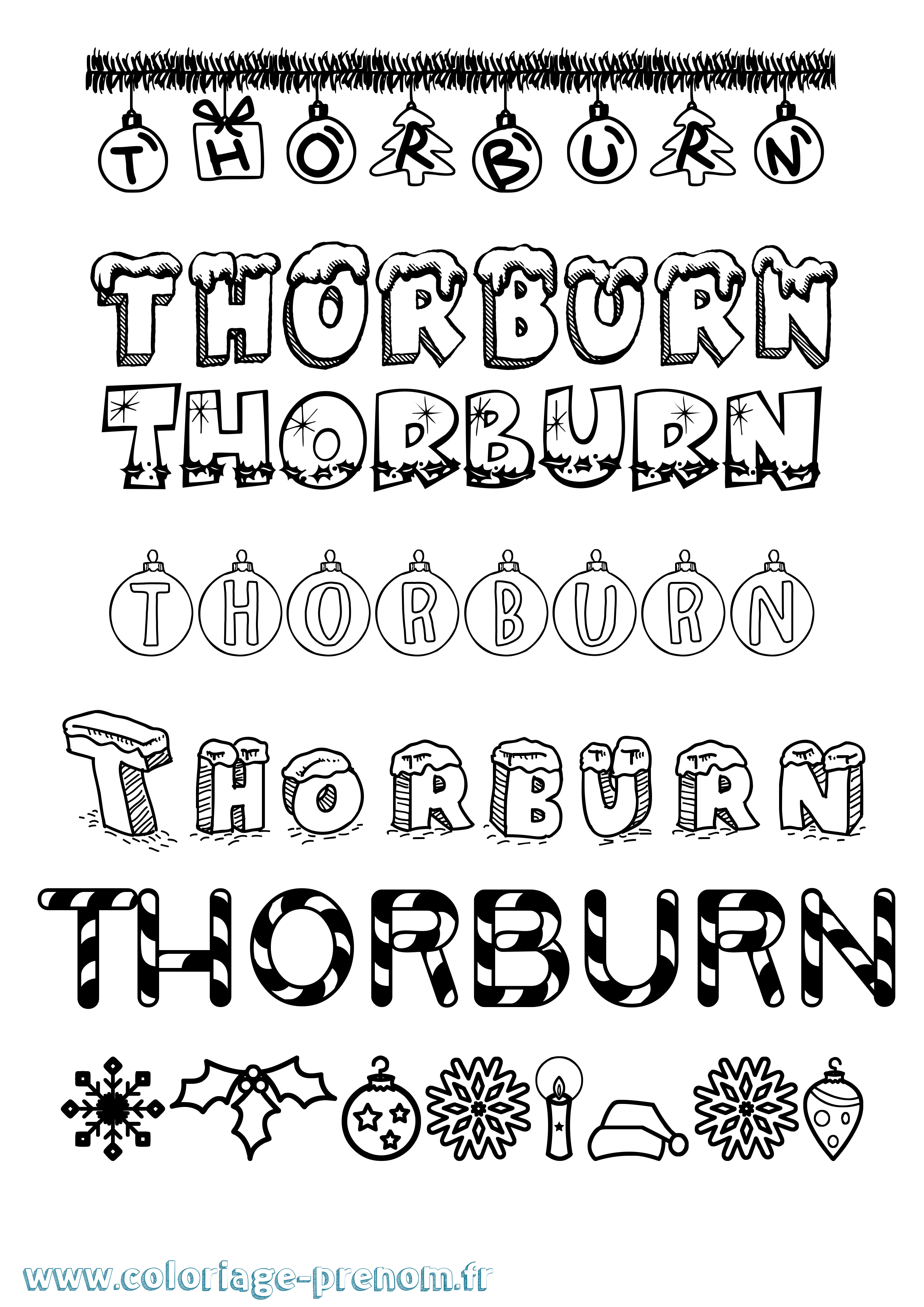 Coloriage Thorburn Noël Coloriage prénom Thorburn Noël