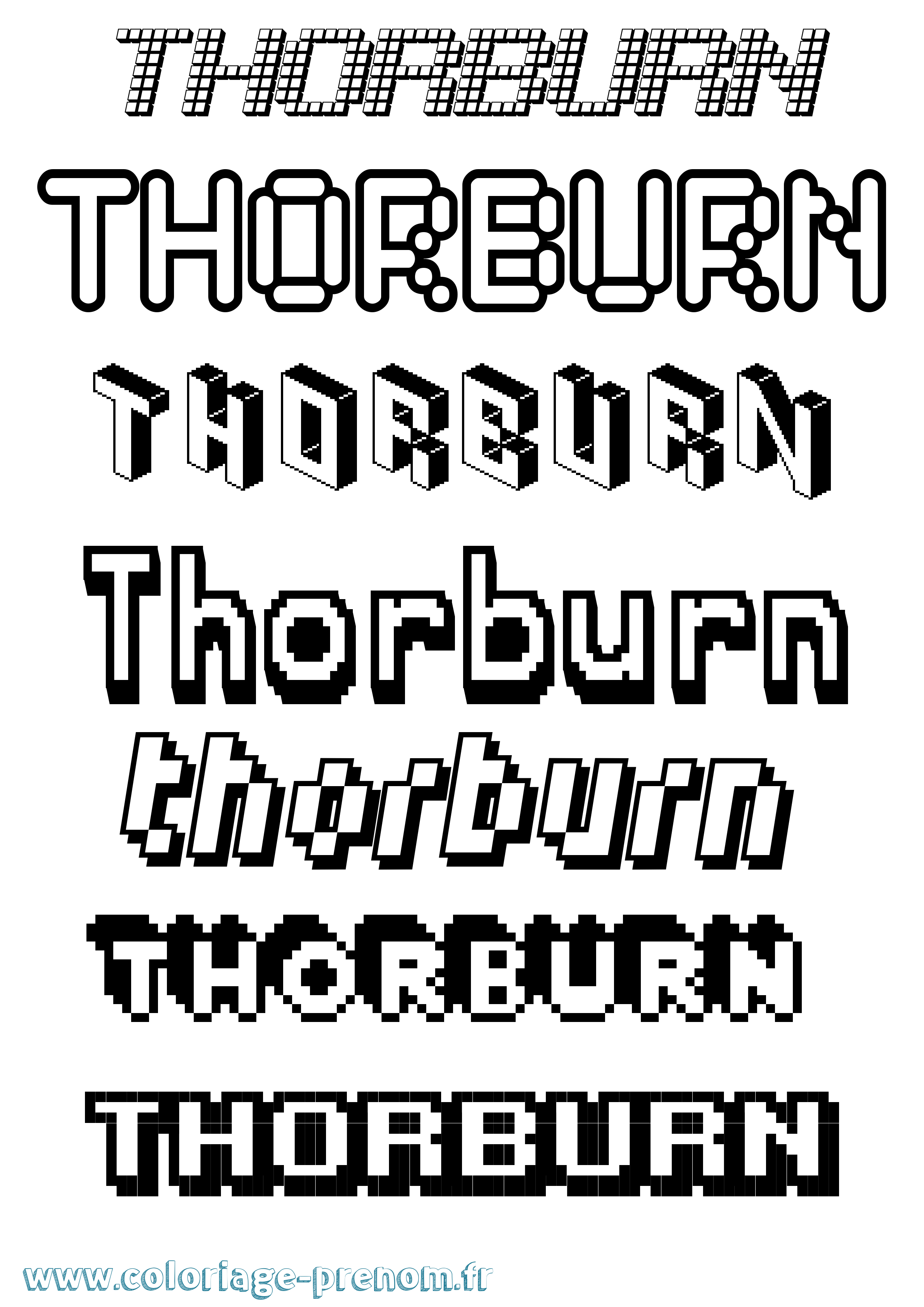 Coloriage Thorburn Pixel Coloriage prénom Thorburn Pixel