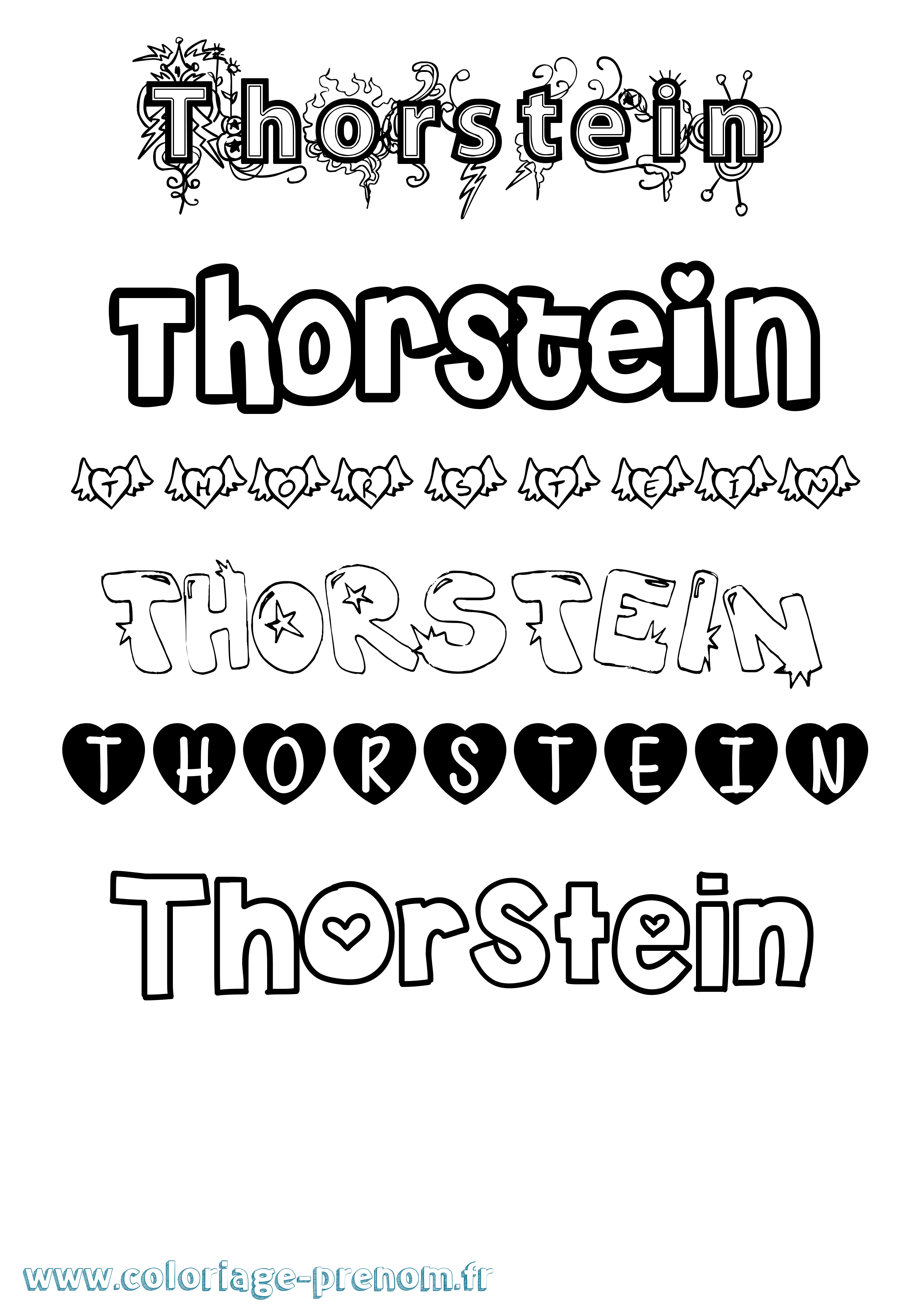 Coloriage Thorstein Girly Coloriage prénom Thorstein Girly