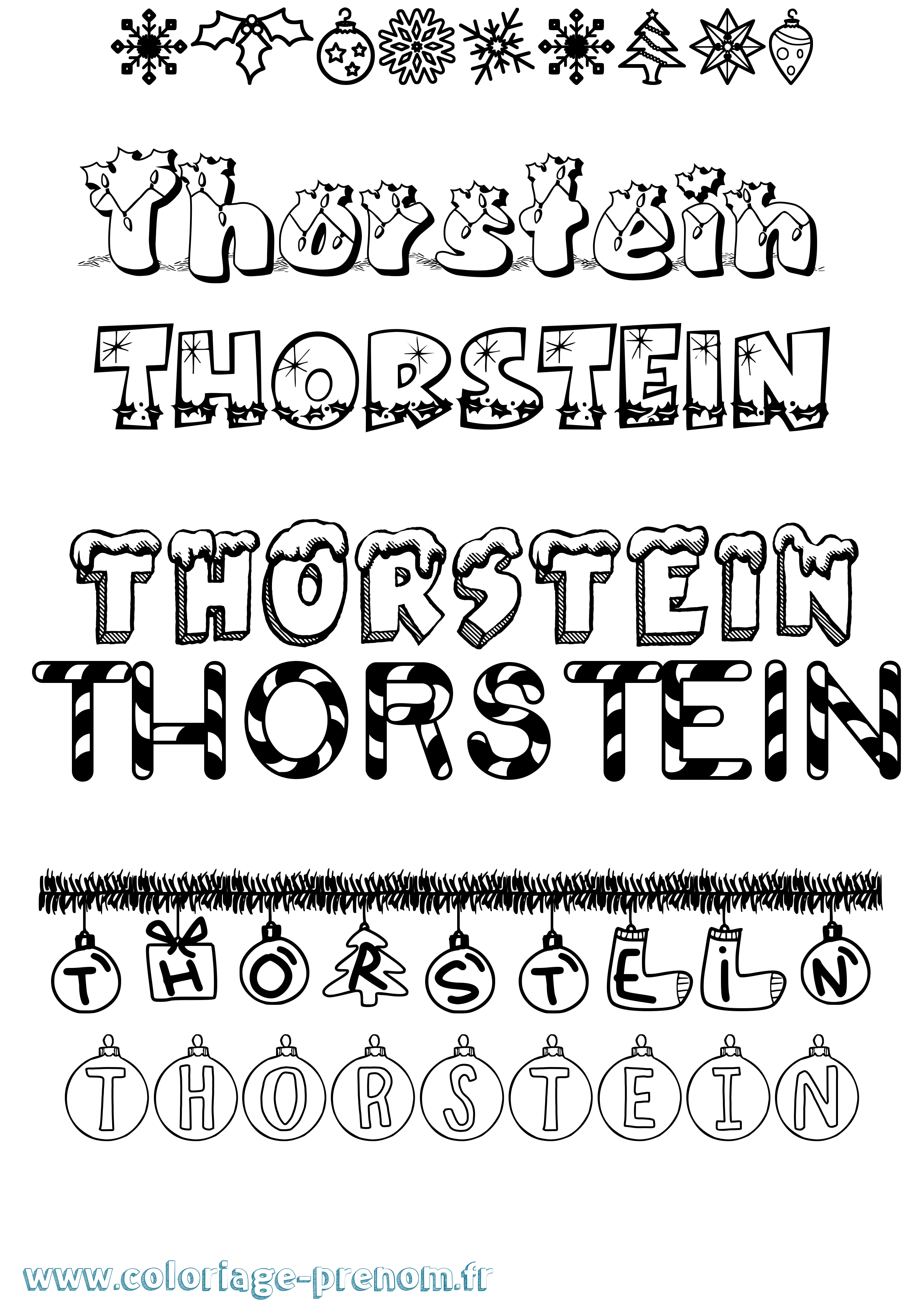 Coloriage Thorstein Noël Coloriage prénom Thorstein Noël