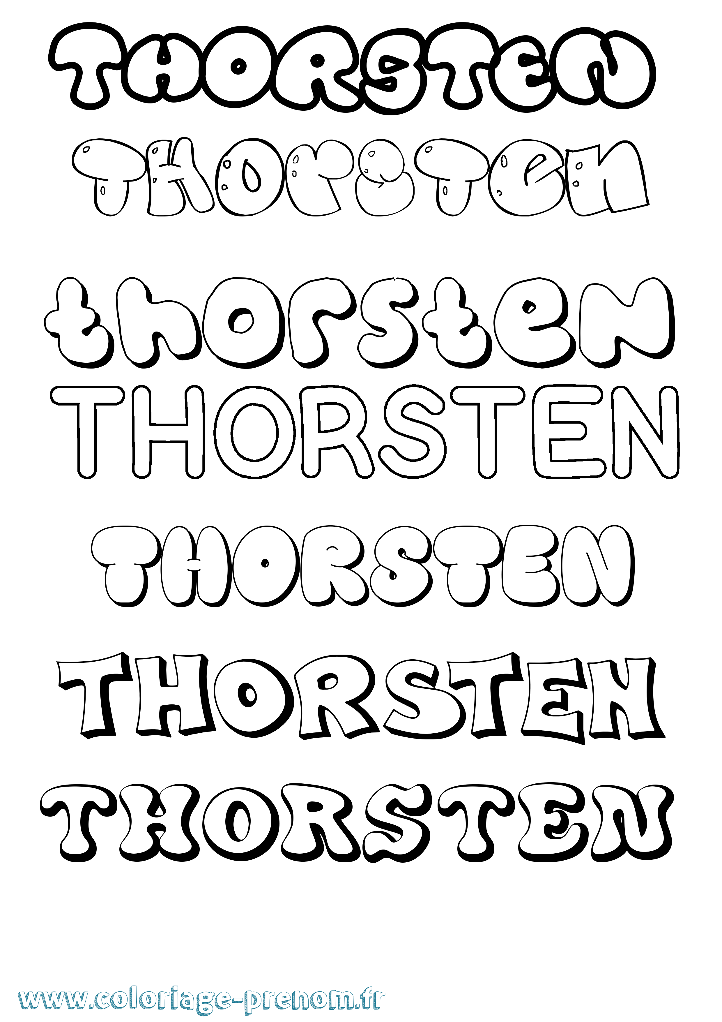 Coloriage Thorsten Bubble Coloriage prénom Thorsten Bubble