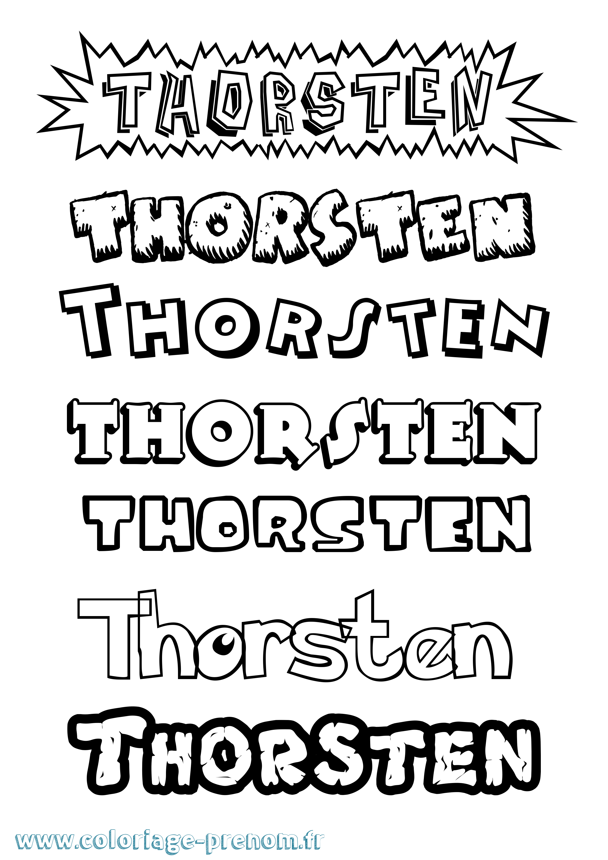 Coloriage Thorsten Dessin Animé Coloriage prénom Thorsten Dessin Animé