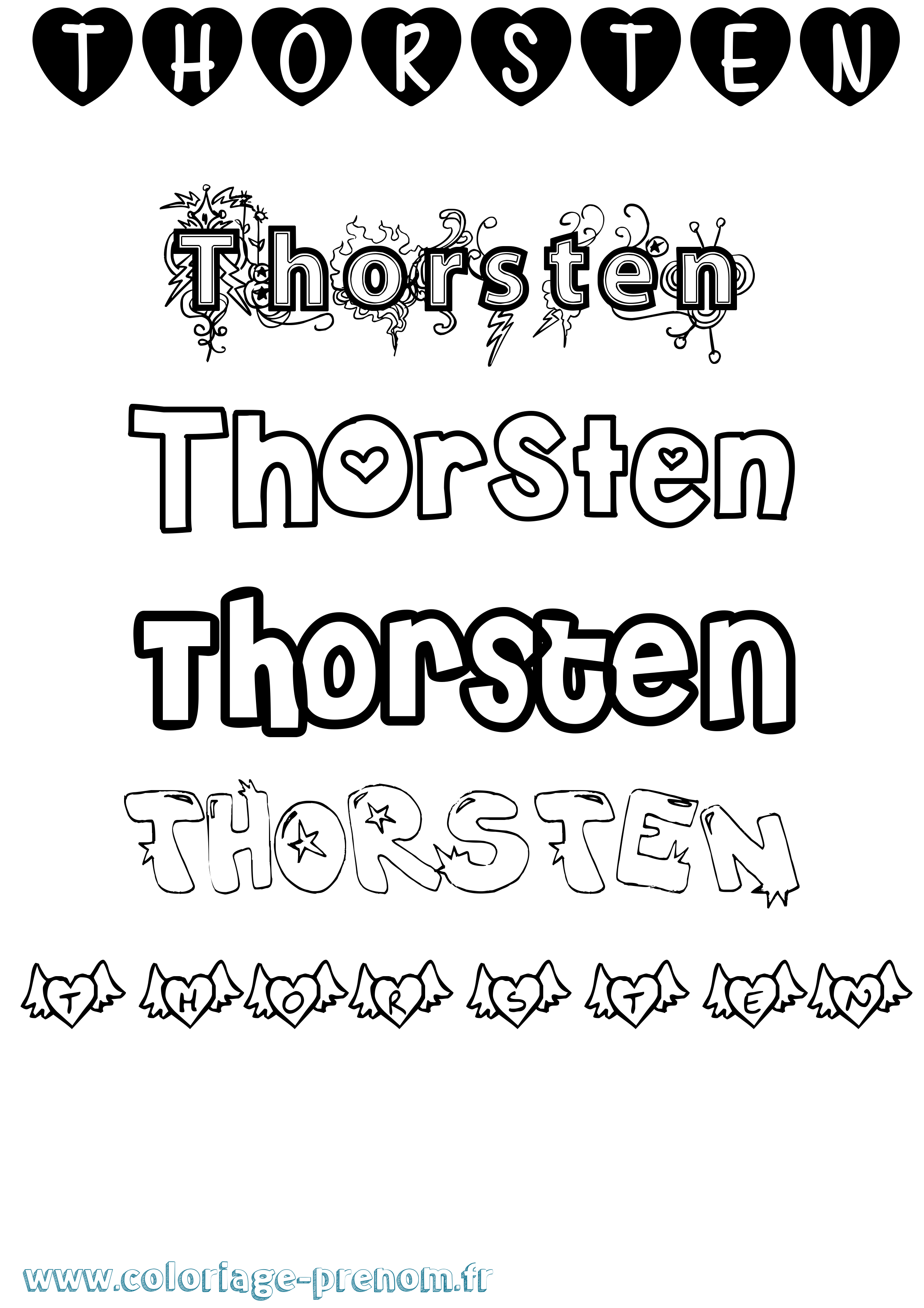 Coloriage Thorsten Girly Coloriage prénom Thorsten Girly
