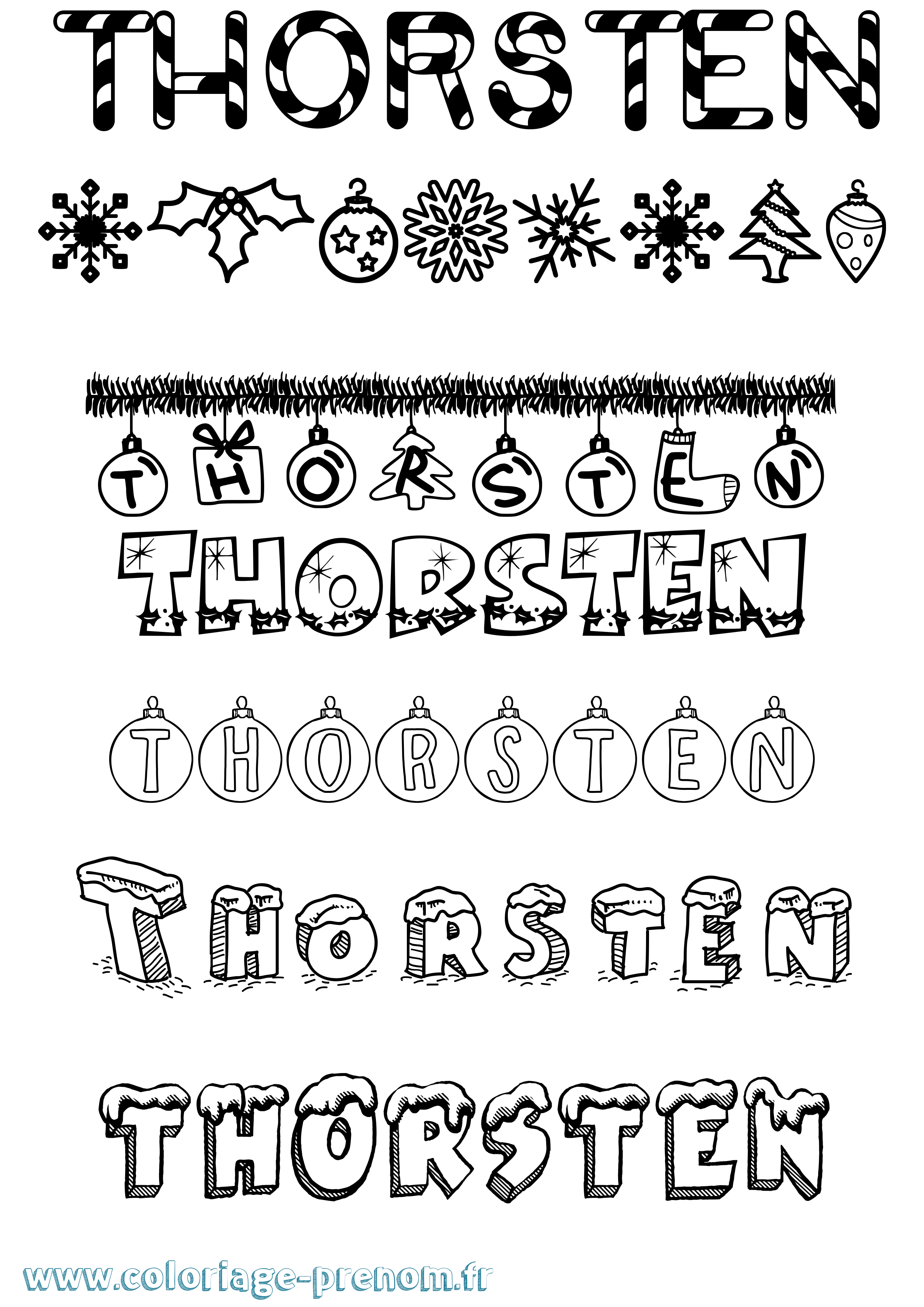 Coloriage Thorsten Noël Coloriage prénom Thorsten Noël