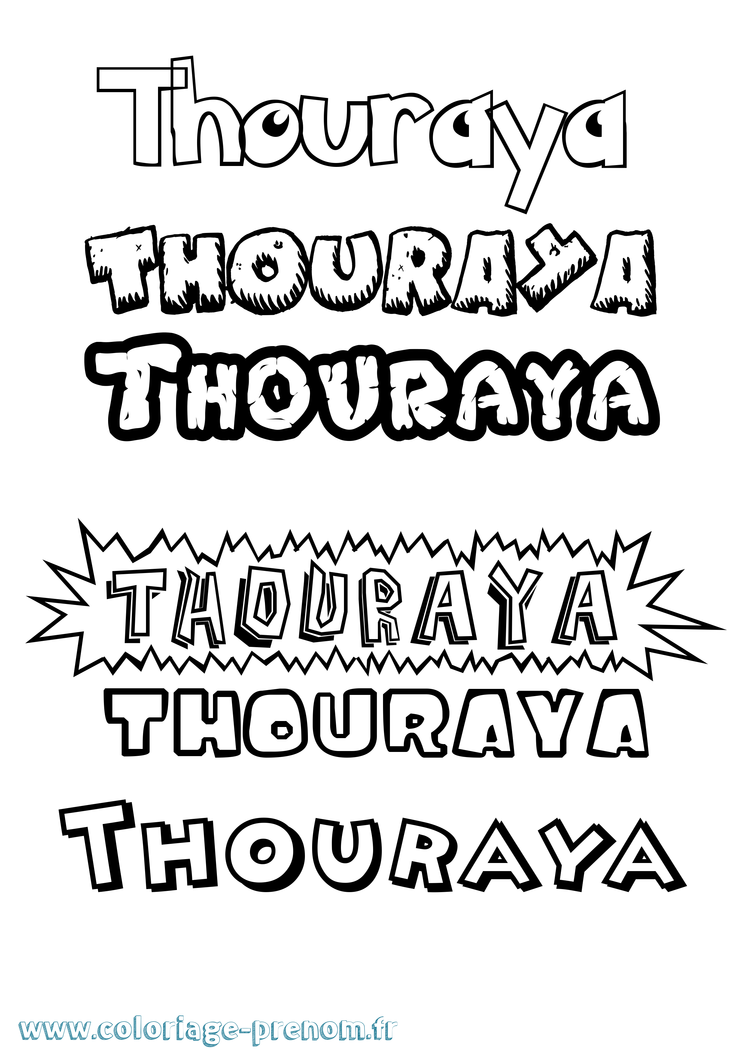 Coloriage Thouraya Dessin Animé Coloriage prénom Thouraya Dessin Animé