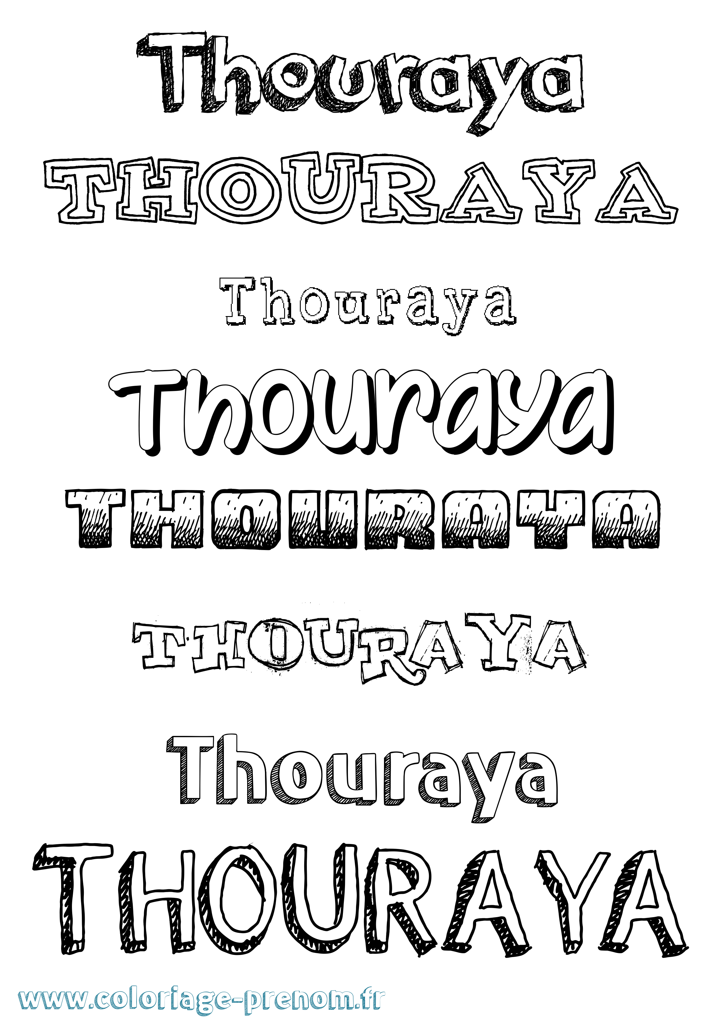 Coloriage Thouraya Dessiné Coloriage prénom Thouraya Dessiné