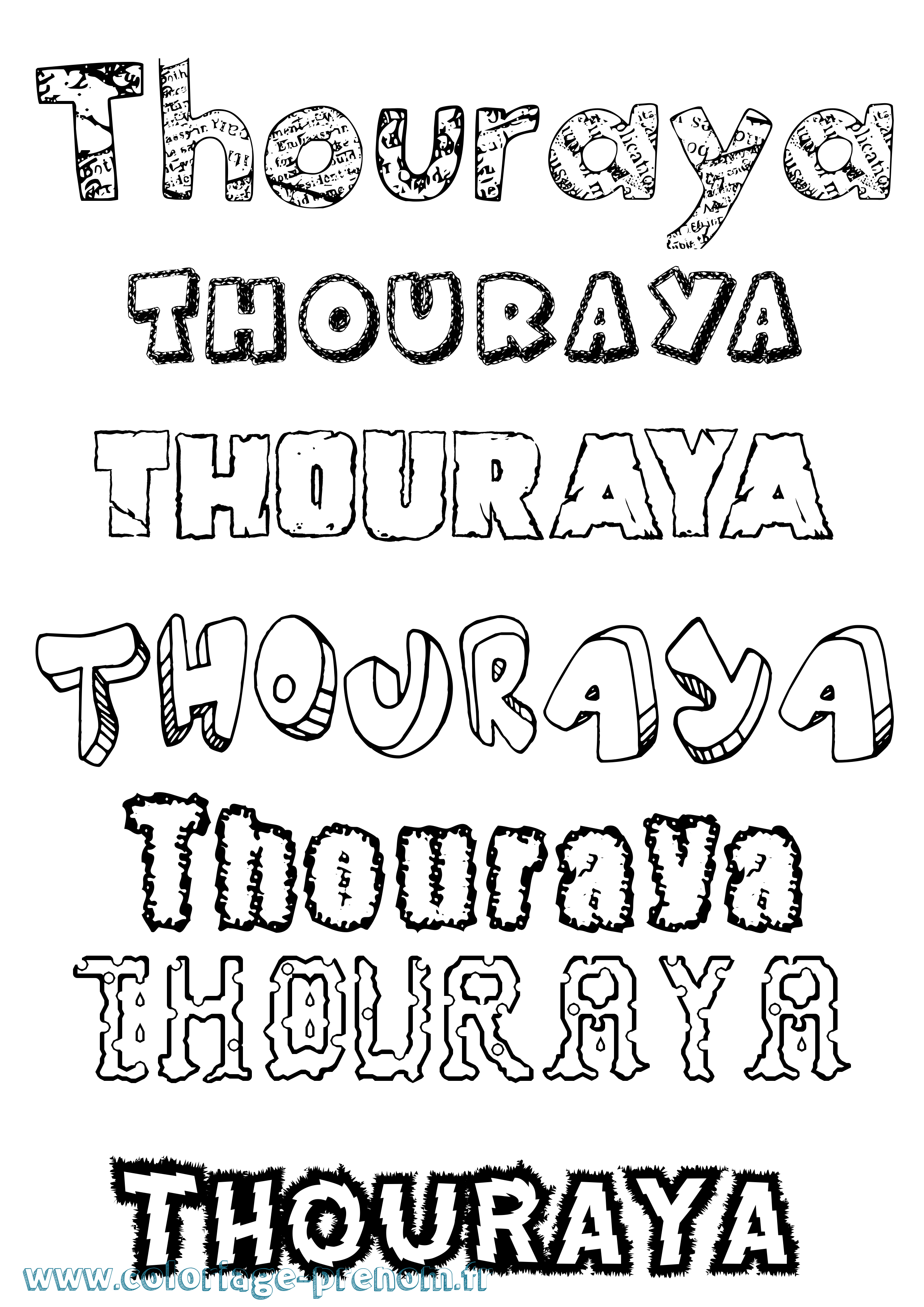 Coloriage Thouraya Destructuré Coloriage prénom Thouraya Destructuré
