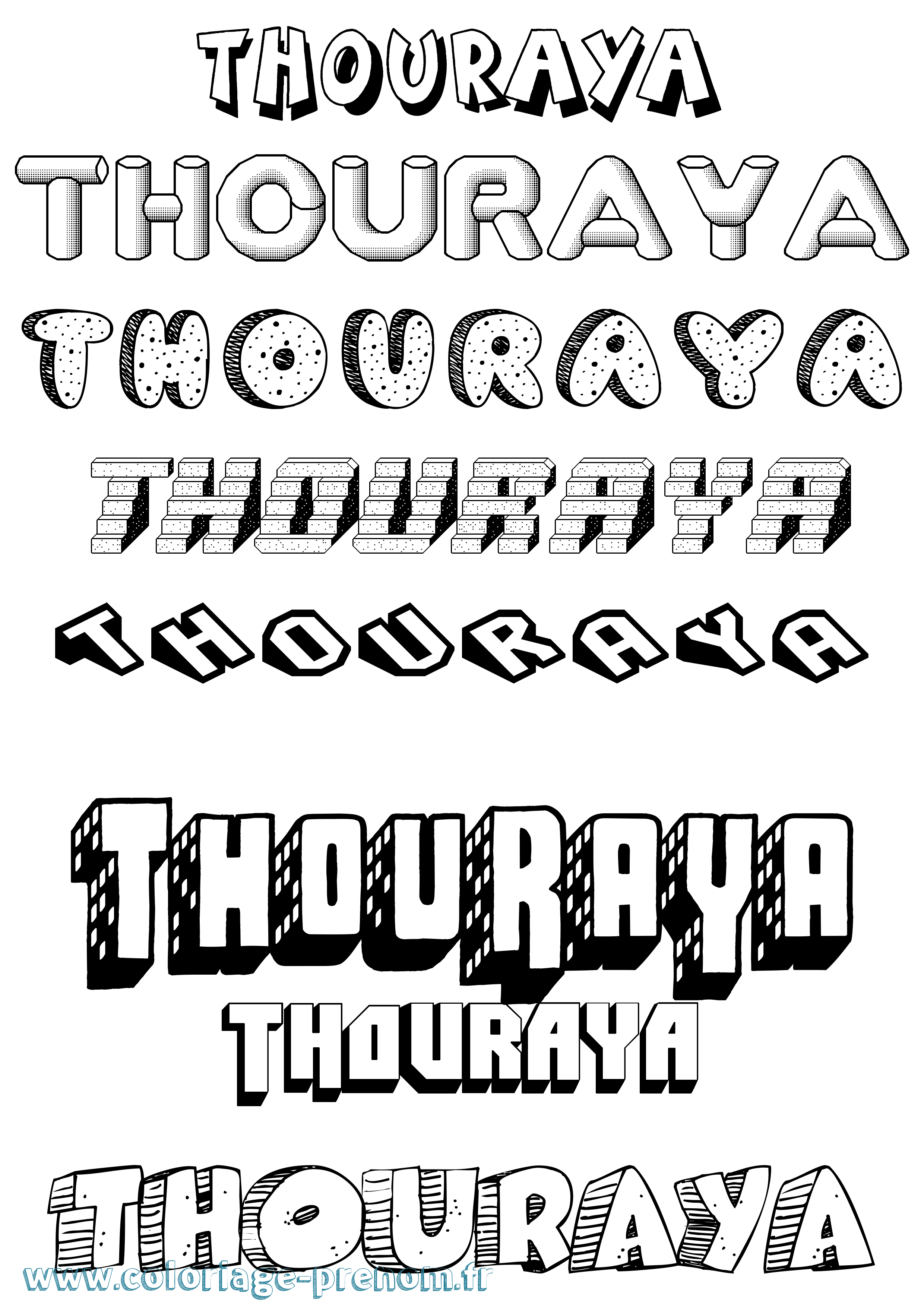Coloriage Thouraya Effet 3D Coloriage prénom Thouraya Effet 3D